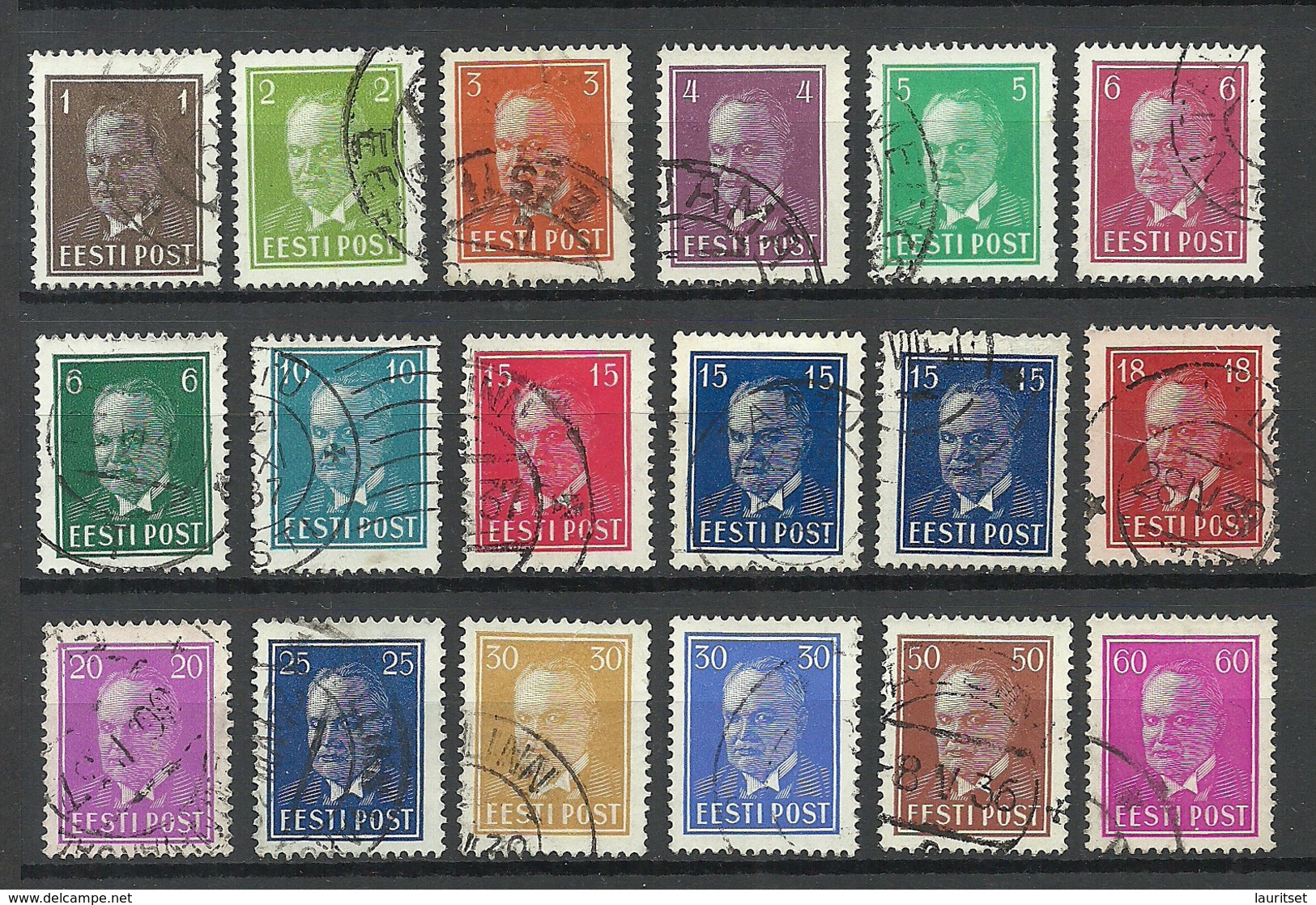 Estland Estonia 1936-1940 Präsident Päts Complete Set O - Estonia