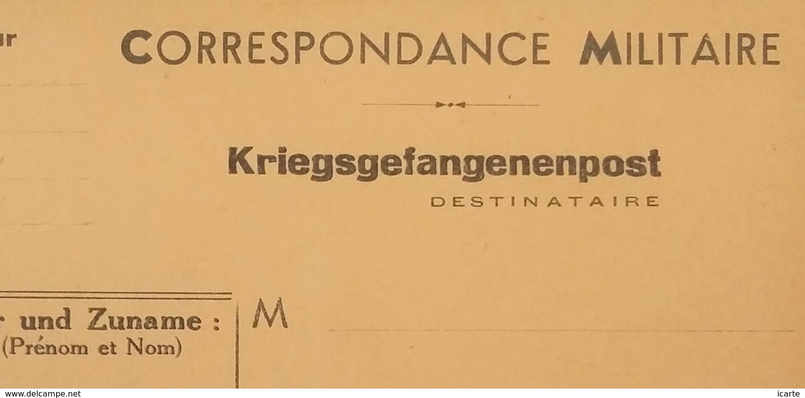 Carte De Franchise Militaire Pour Prisonnier De Guerre En Allemagne éditée à Dijon - Lettres & Documents