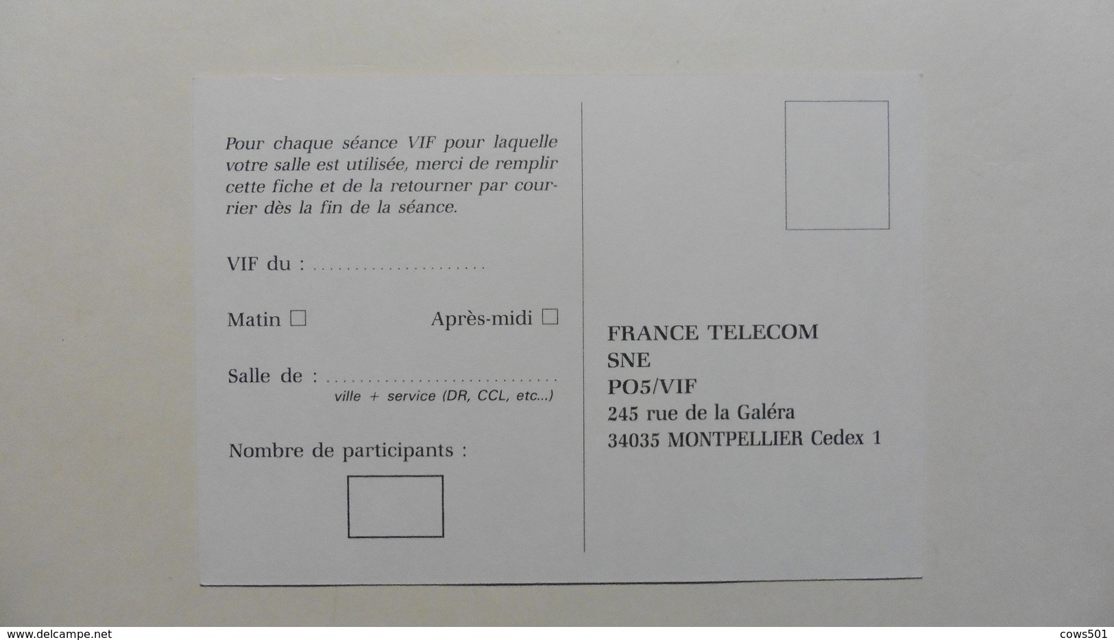 Carte Postale : VIF De France Télécom - Réceptions