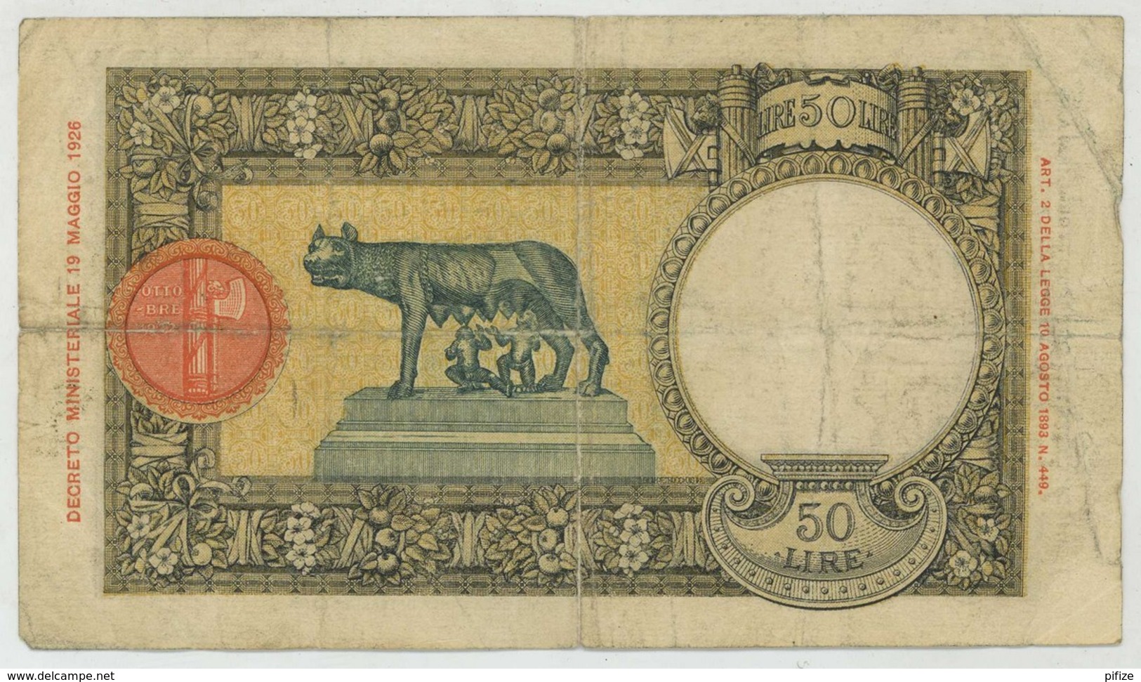 Banca D'Italia . 50 Lire 1933 . - 50 Liras