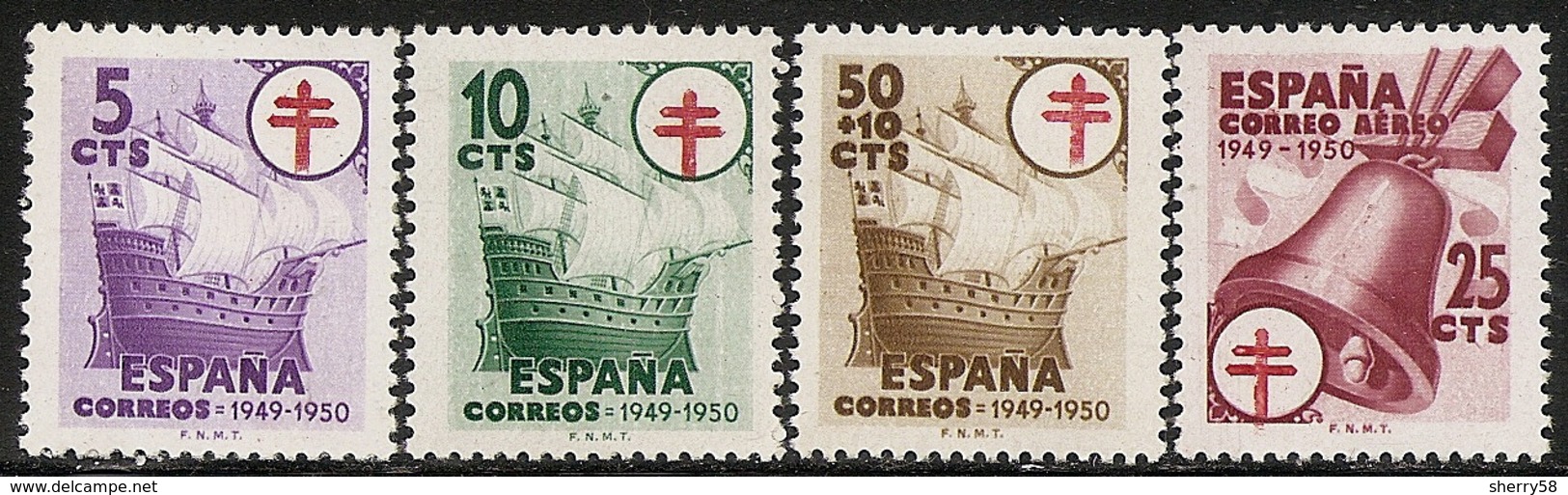 1949-ED. 1066 A 1069 - SERIE COMPLETA-POR TUBERCULOSOS. CRUZ DE LORENA-NUEVO SIN FIJASELLOS - Nuovi