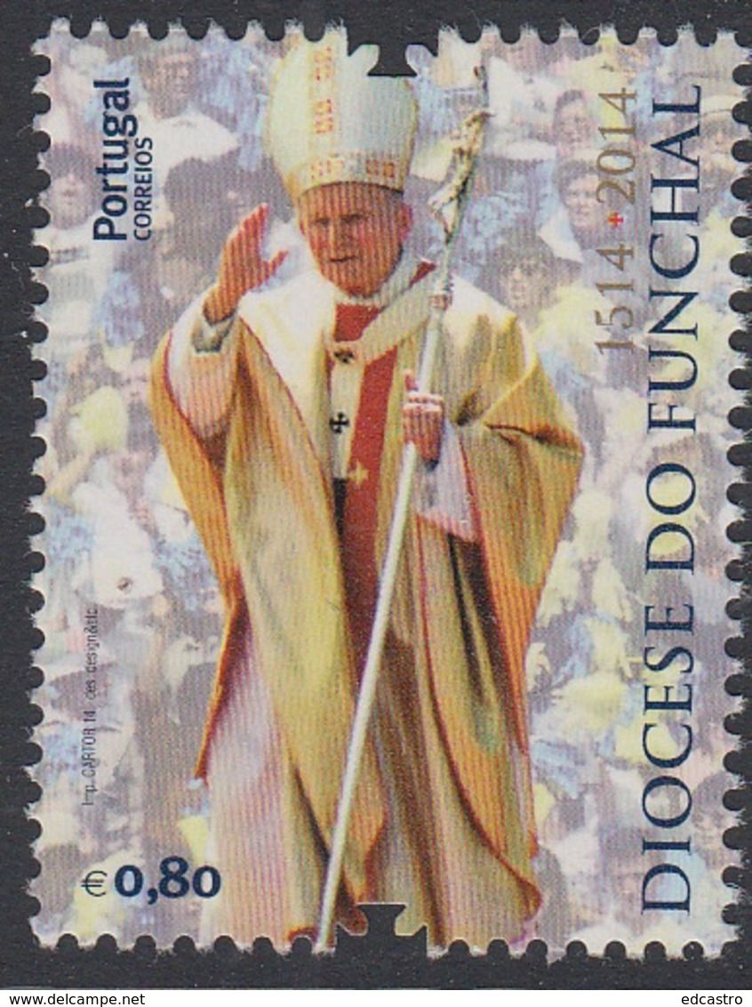 4.1.- PORTUGAL 2014 USED/CANCELED STAMP - FUNCHAL DIOCESE POPE JOHN PAUL II - Usado