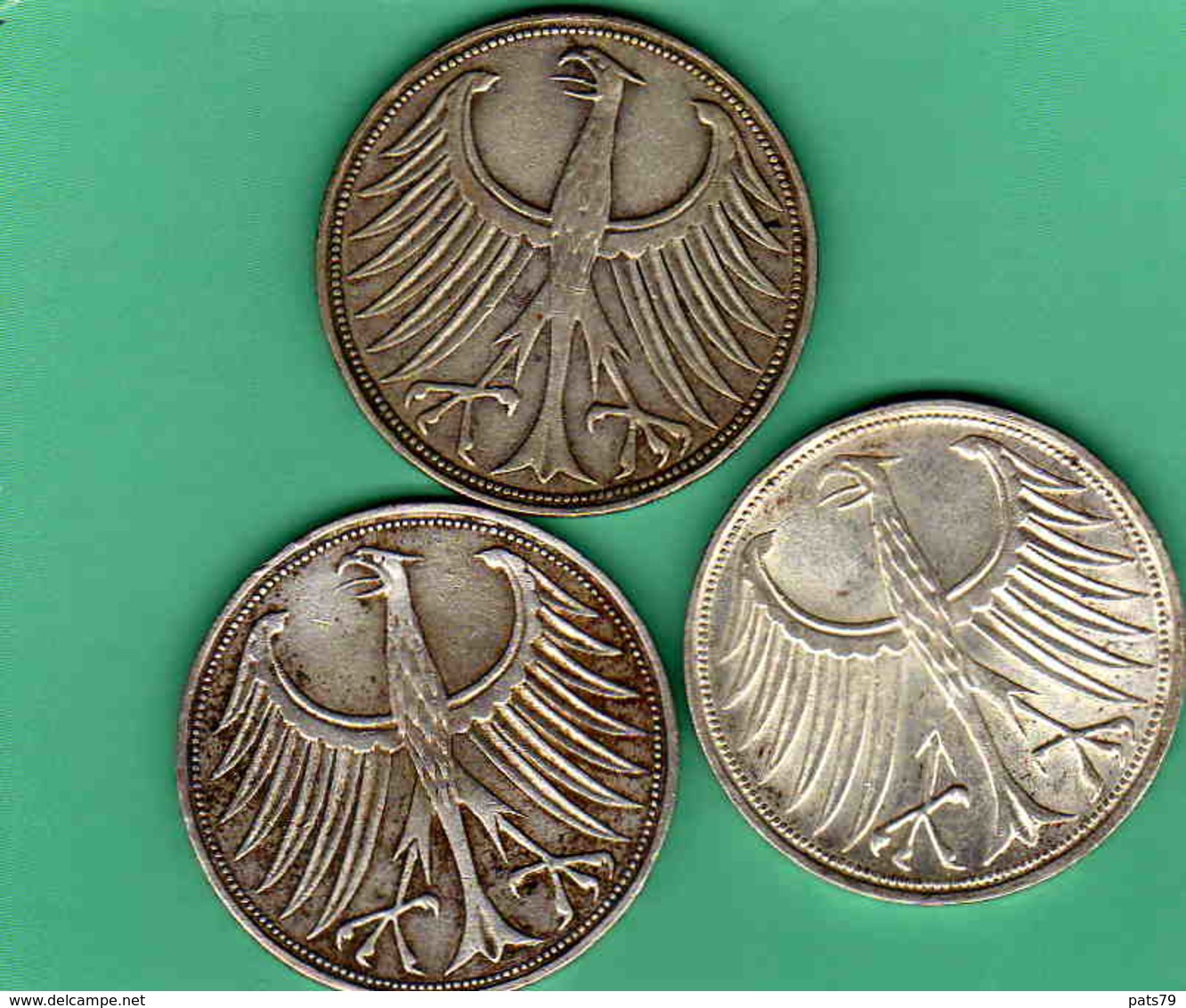 5 Mark Argent   1951 , 63,70  (3 Pièces) - 5 Mark