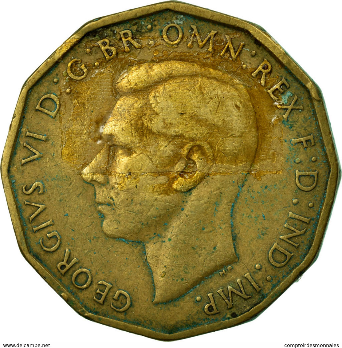 Monnaie, Grande-Bretagne, George VI, 3 Pence, 1938, TTB, Nickel-brass, KM:849 - F. 3 Pence