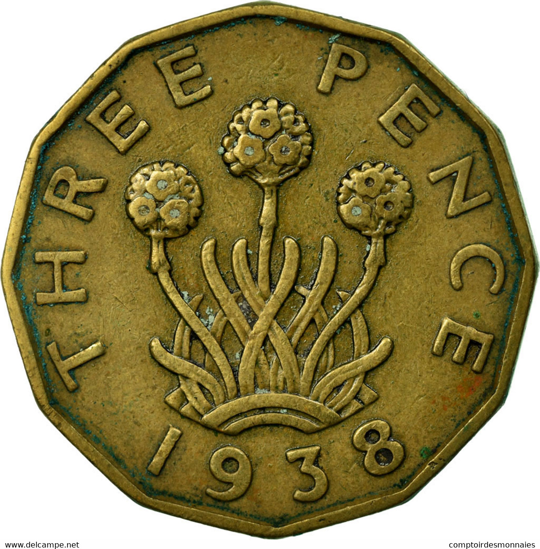 Monnaie, Grande-Bretagne, George VI, 3 Pence, 1938, TTB, Nickel-brass, KM:849 - F. 3 Pence