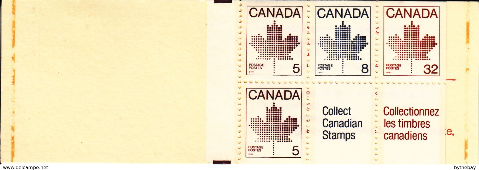 Canada 1983 Booklet BK84a Sc #946b Pane Of 4 Maple Leaf With 2 Labels - Carnets Complets