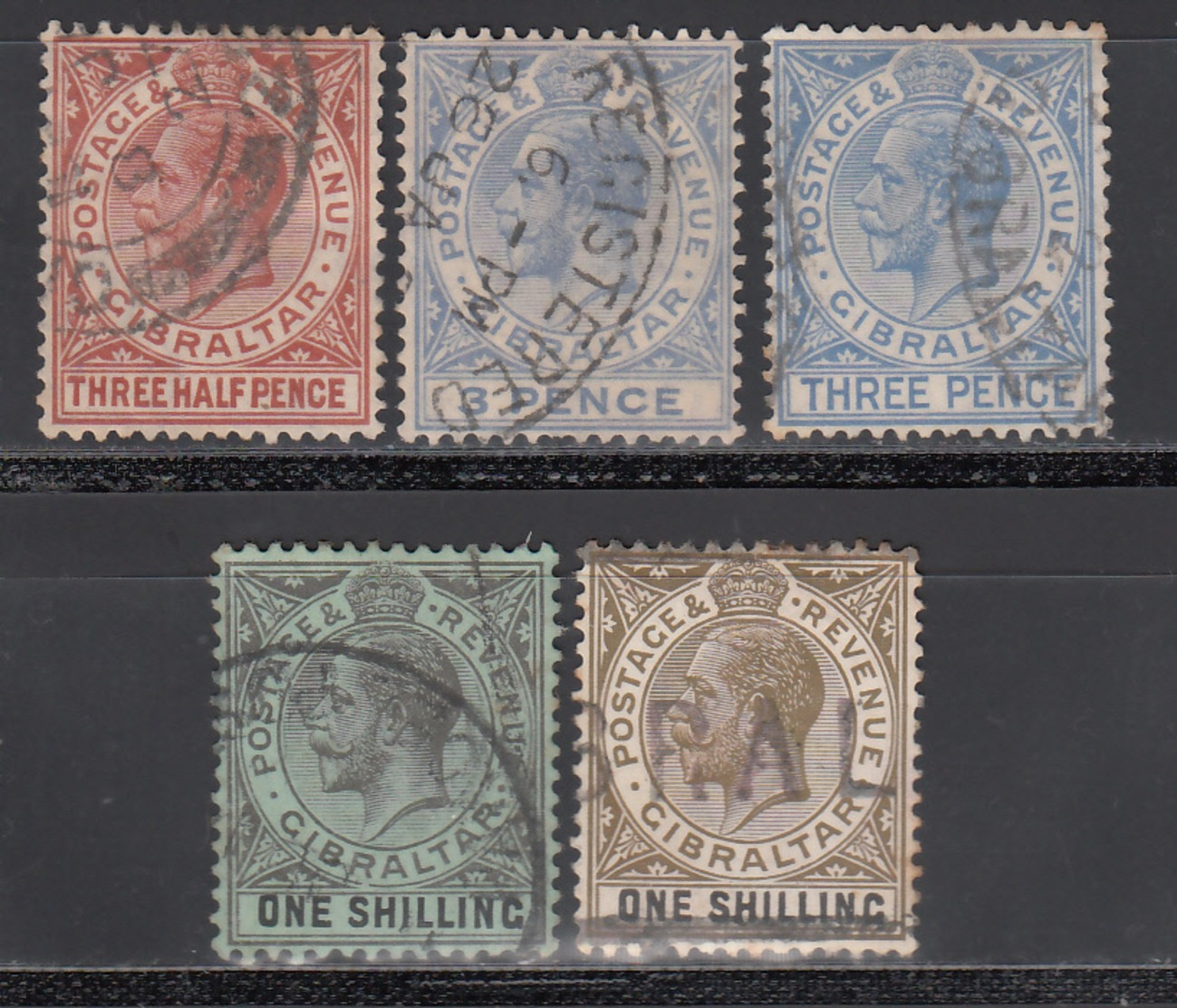 1921-32  YVERT Nº 75, 78, 78A, 80, 81, - Gibraltar