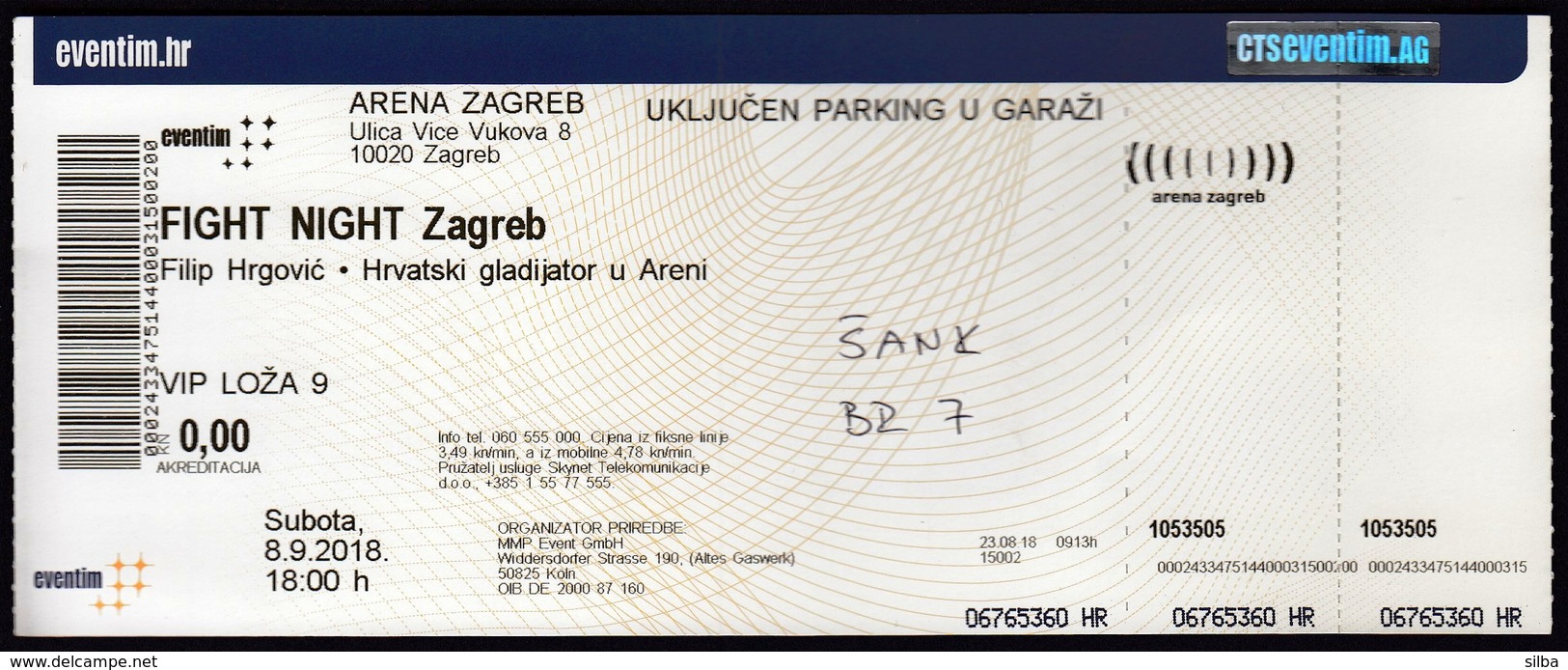 Croatia Zagreb 2018 / Arena / Boxing / Fight Night Zagreb / Filip Hrgovic / Entry Ticket - Abbigliamento, Souvenirs & Varie