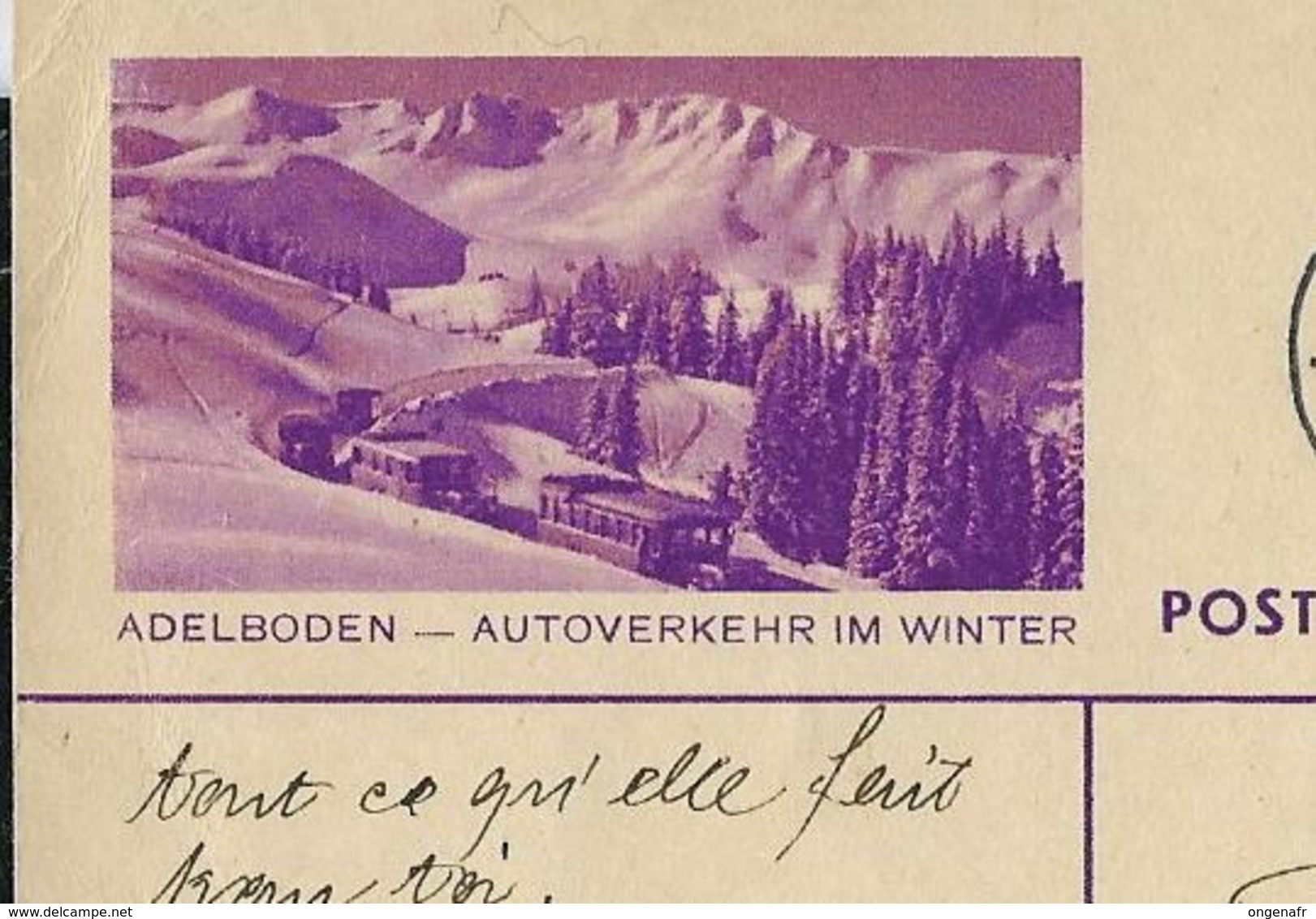 Carte Illustré Obl. N° 139  - 002  ADELBODEN - AUTOVERKEHR IM WINTER  - Obl. Lausanne  18/08/1938  (Zumstein 2009) - Entiers Postaux