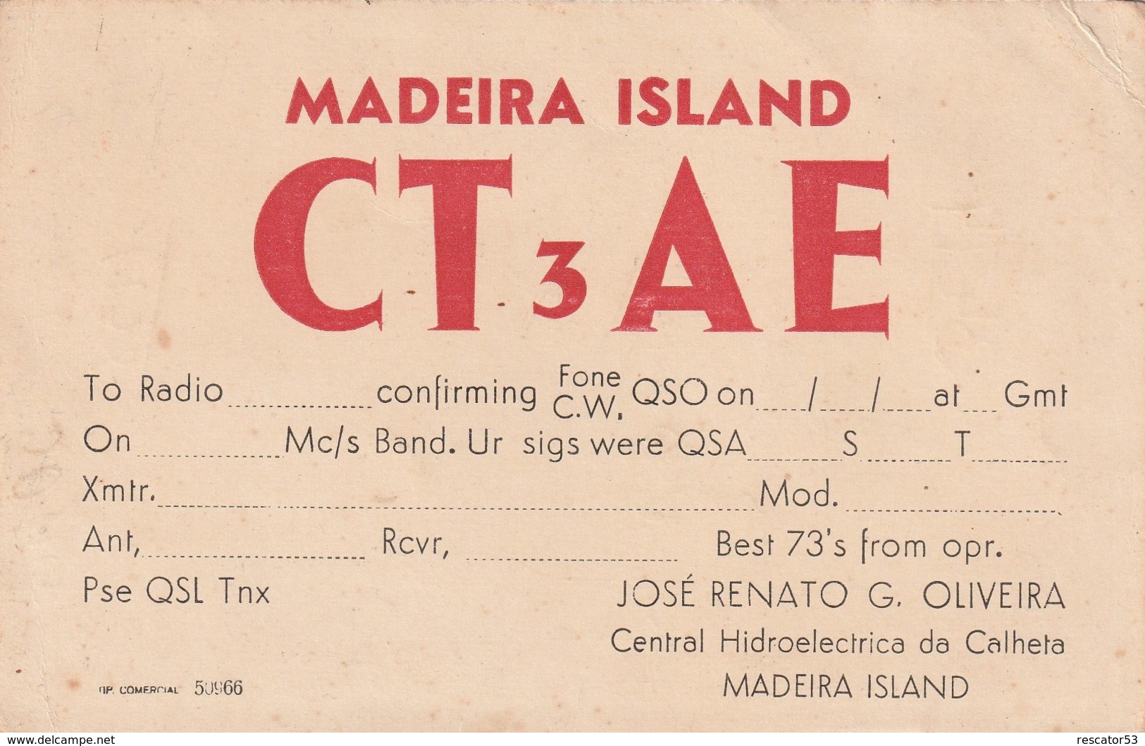 Rare Carte Radio Amateur Iles De Madère - Radio Amateur