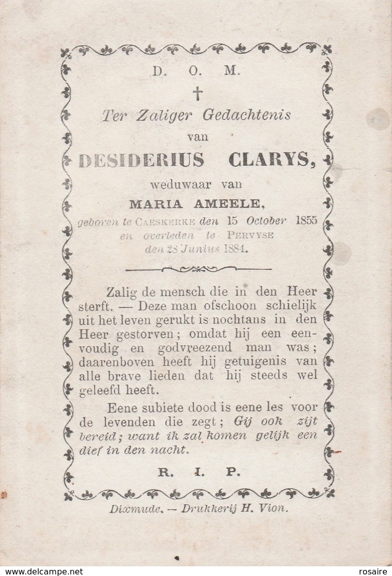 Desidirius Clarys-caeskerke 1855-pervyse 1884 - Images Religieuses