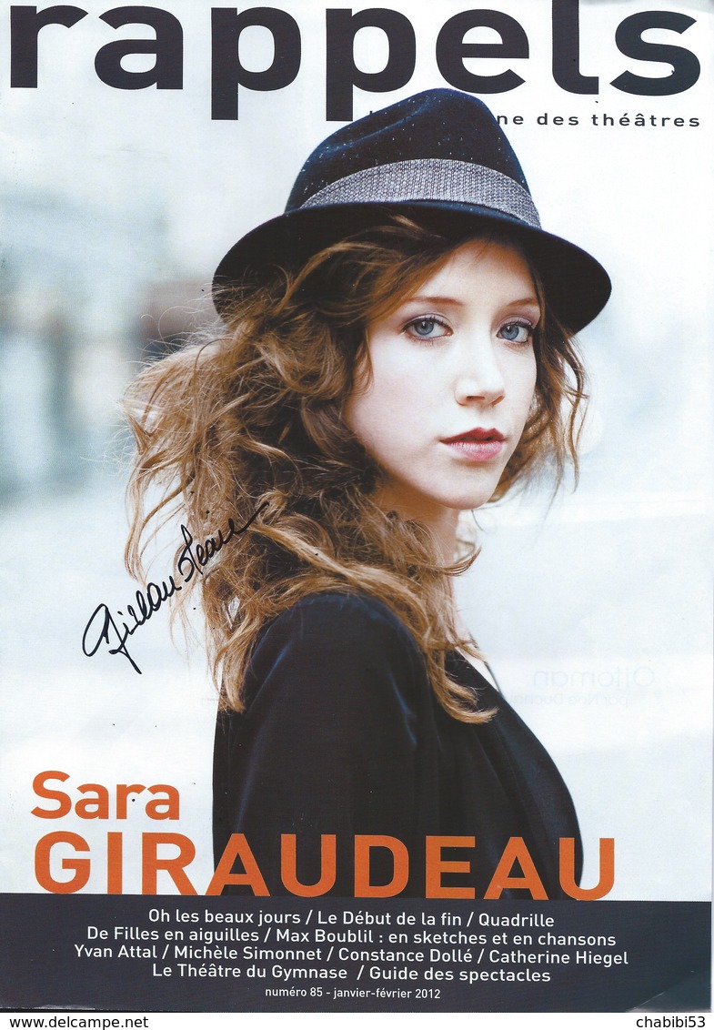 Autographe Sara GIRAUDEAU - Artisti