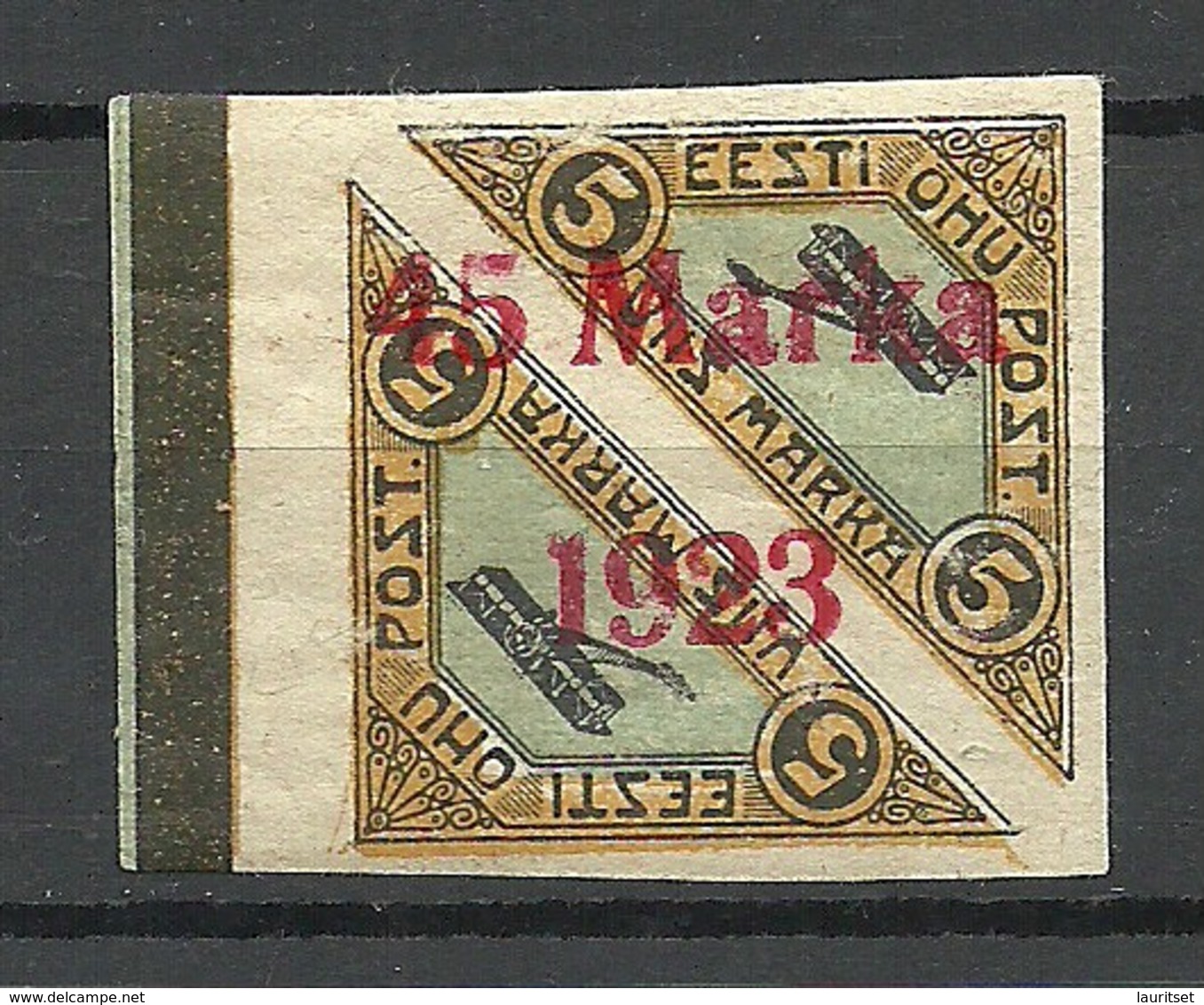 ESTLAND ESTONIA 1923 Michel 45 B II Distance 2,.. Mm Signed - Estonie