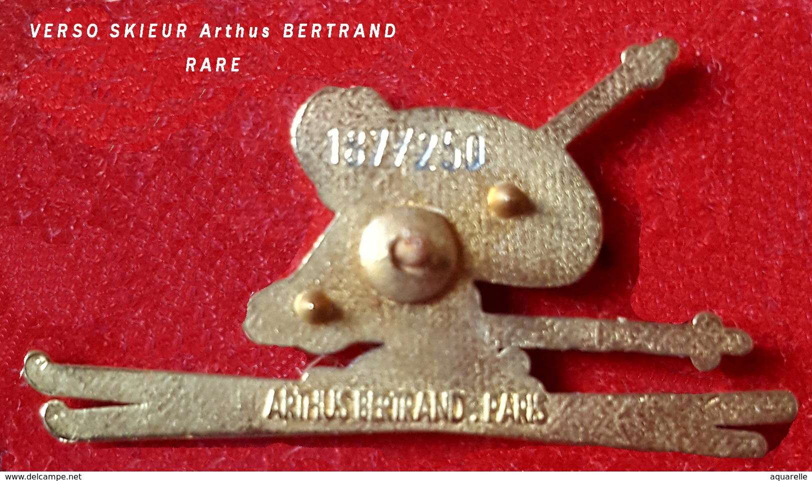 SUPER PIN'S SKIEUR Arthus BERTRAND NUMEROTE 187/250 : De La SERIE Des SPORTS Arthus BERTRAND, ZAMAC Or  3,3X1,8cm - Arthus Bertrand