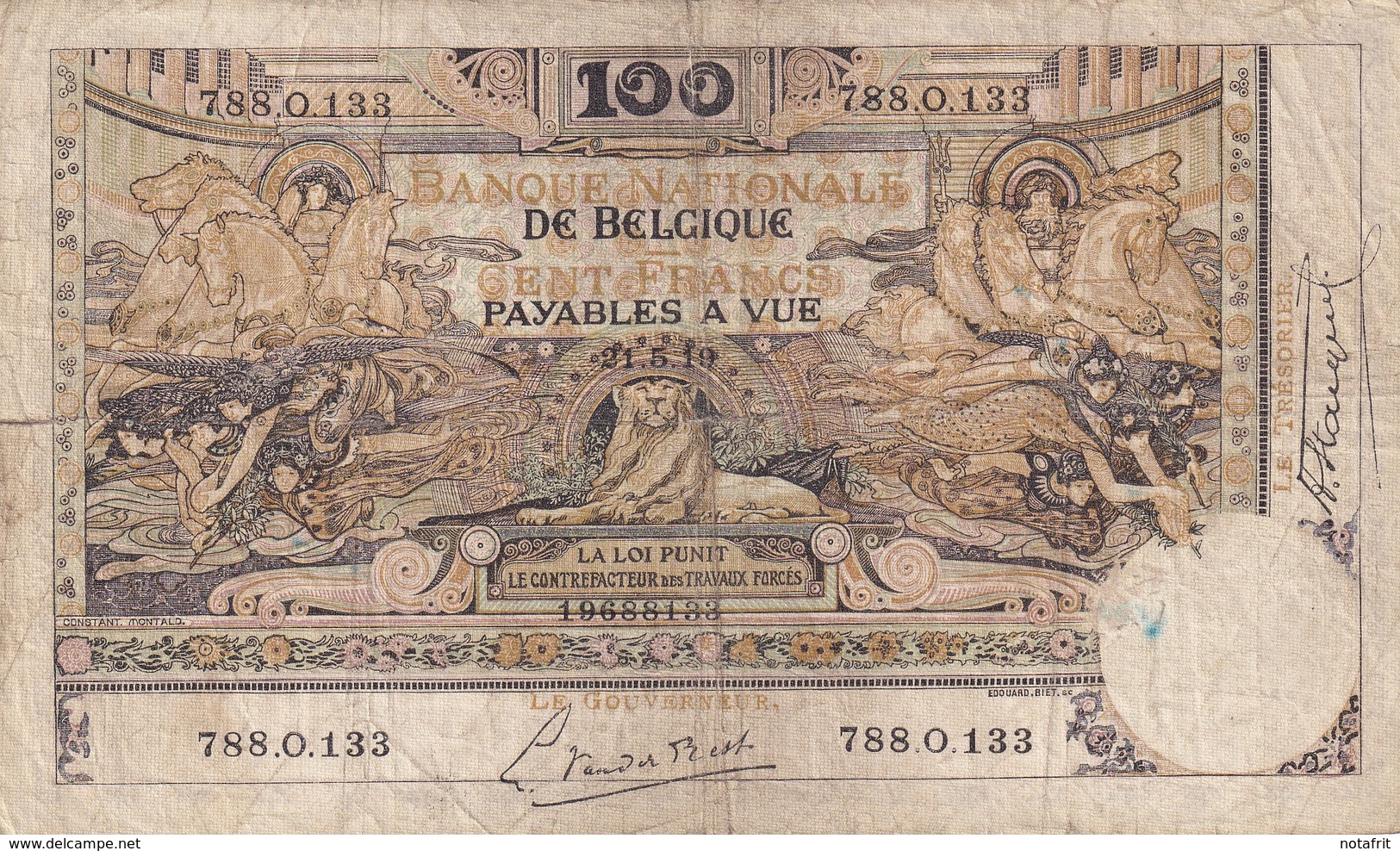 Belg  2 X 100 Fr  ( 1919 Fine +1942 XF ) - 100 Franchi