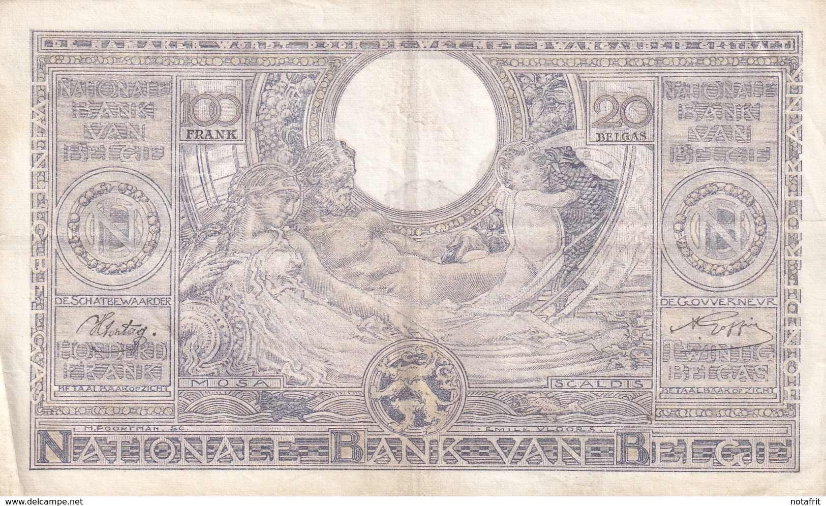 Belg  2 X 100 Fr  ( 1919 Fine +1942 XF ) - 100 Francs