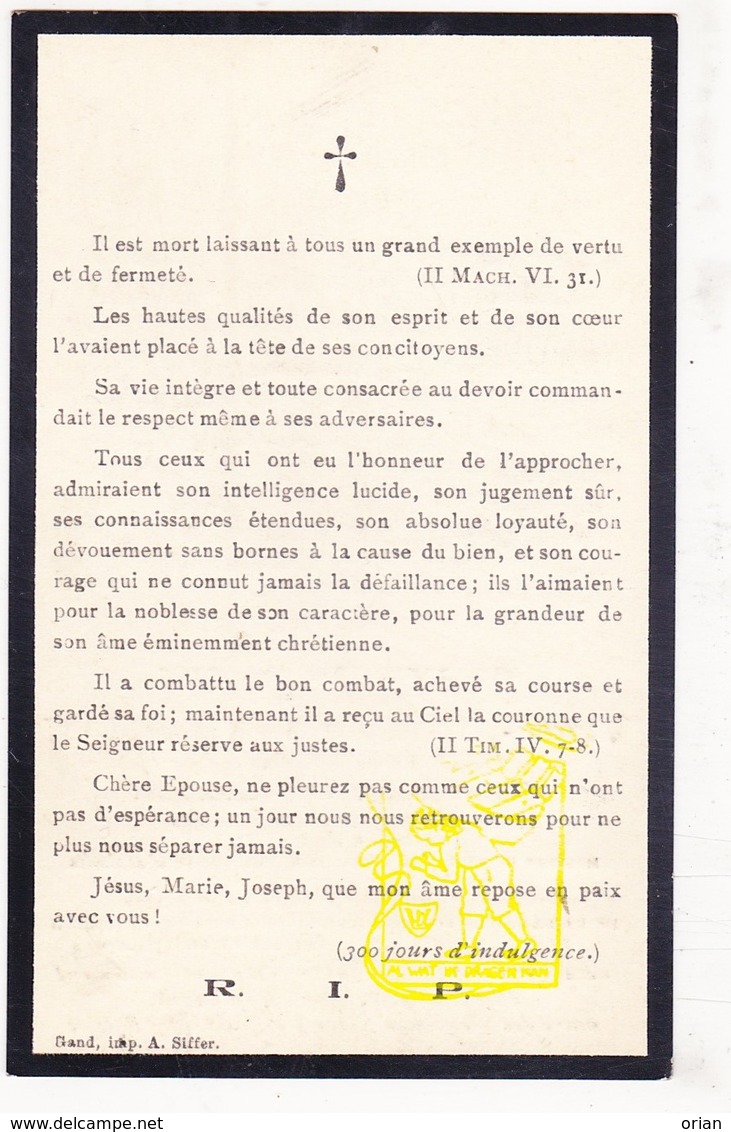 DP Foto - Burgemeester Sint-Amandsberg - Victor H. Braeckman ° Oostakker 1839 † Gent 1908 X M. P. Van Besien - Images Religieuses