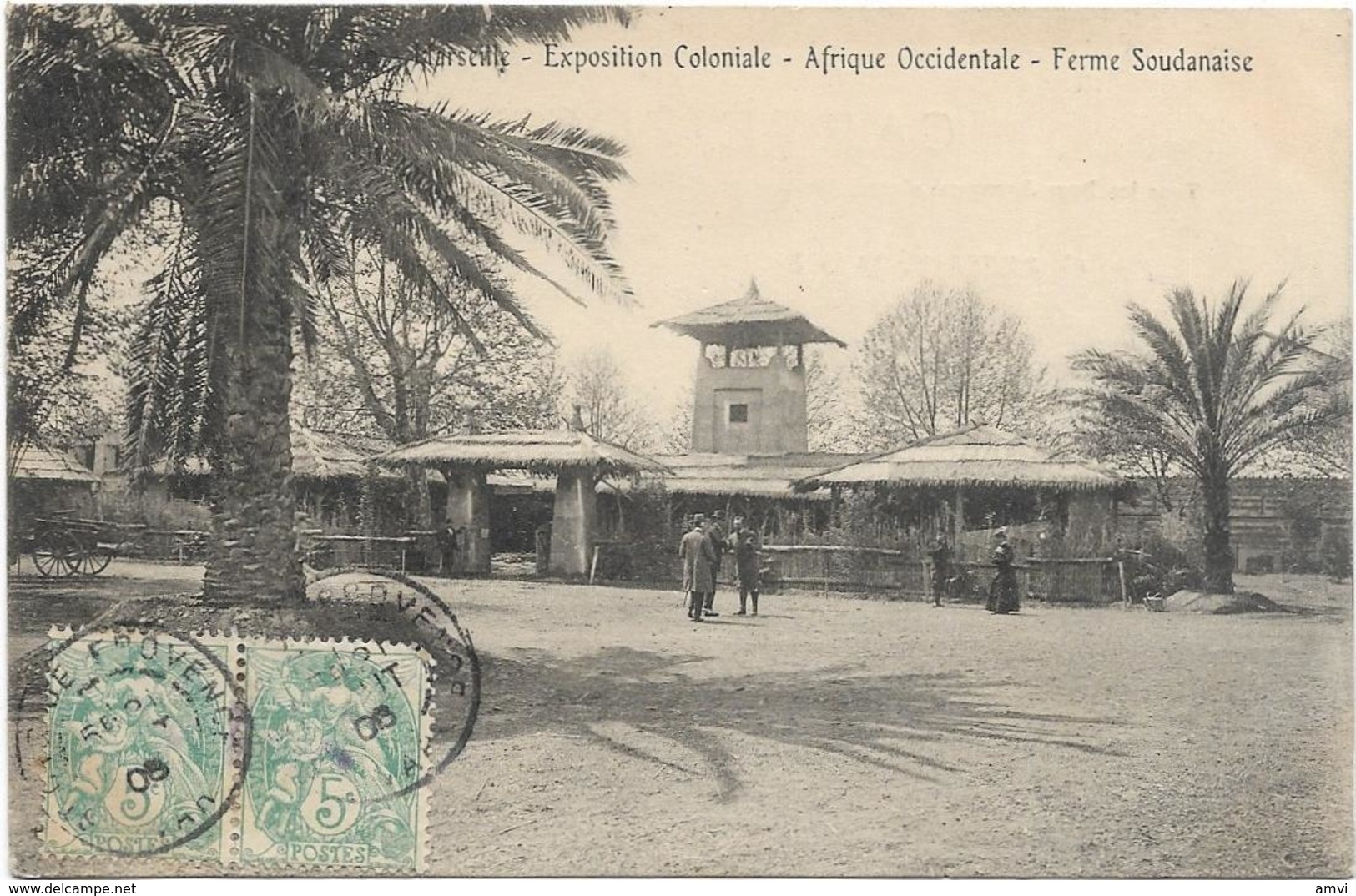 205 - 3849 13 Marseille, Exposition Coloniale - Afrique Occidentale - Ferme Soudanaise - Paire Blanc - Koloniale Tentoonstelling 1906-1922