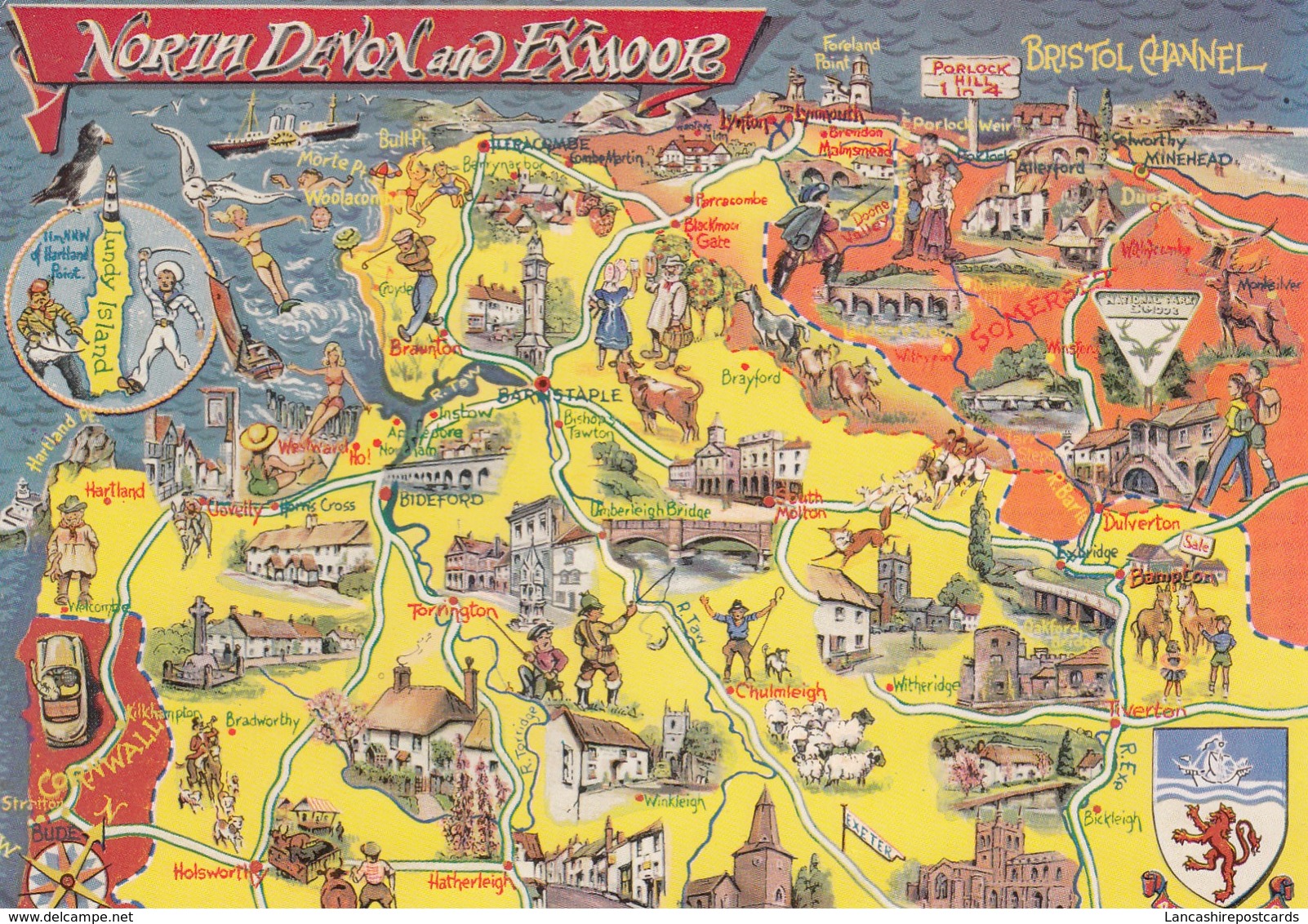 Postcard Map North Devon And Exmoor [ Bamforth ] My Ref  B23468 - Maps