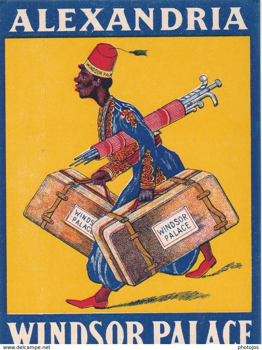 Etiquette De Bagage  Label Valise  Hotel Alexandria Windsor Palace    (Egypte) Très Bon état Belle Illustration - Advertising