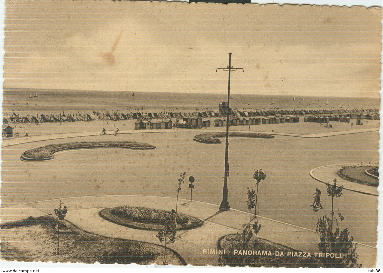 "RIMINI-BELLARIA,IGEA,VISERBA,MIRAMARE",TIMBRO TARGHETTA,1949, SU CARTOLINA ILL.RIMINI,EDIZ.MARCACCINI-RIMINI,RR - 1946-60: Storia Postale