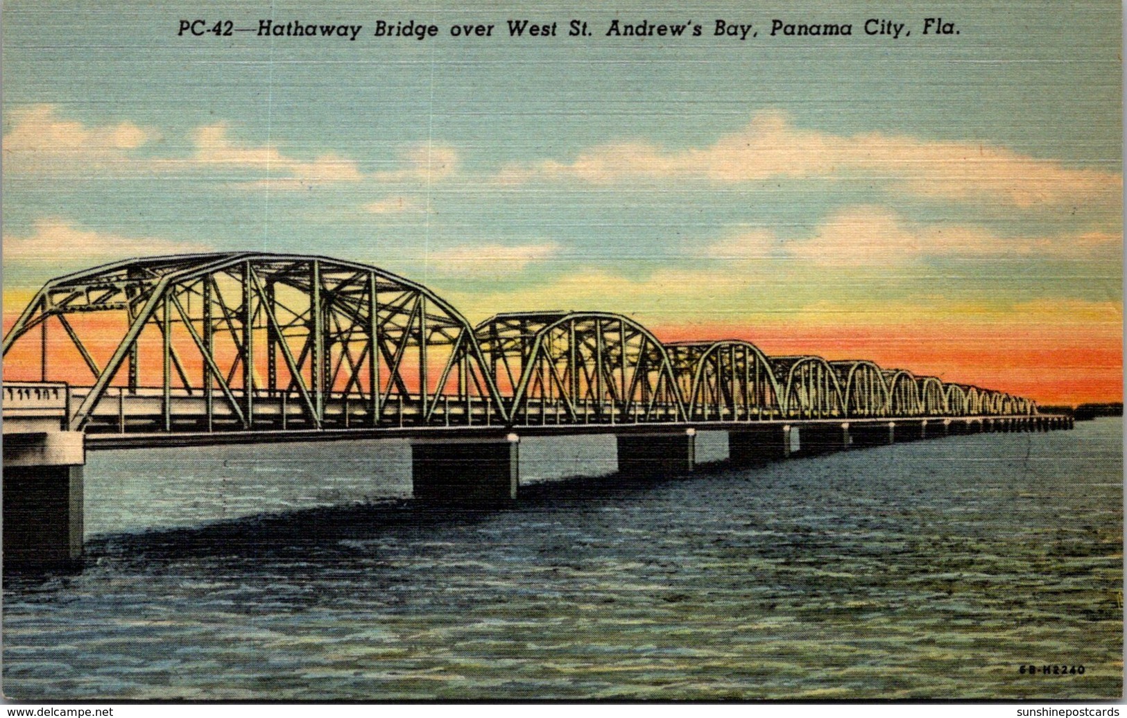 Florida Panama City Hathaway Bridge Over West St Andrew's Bay Curteich - Panama City