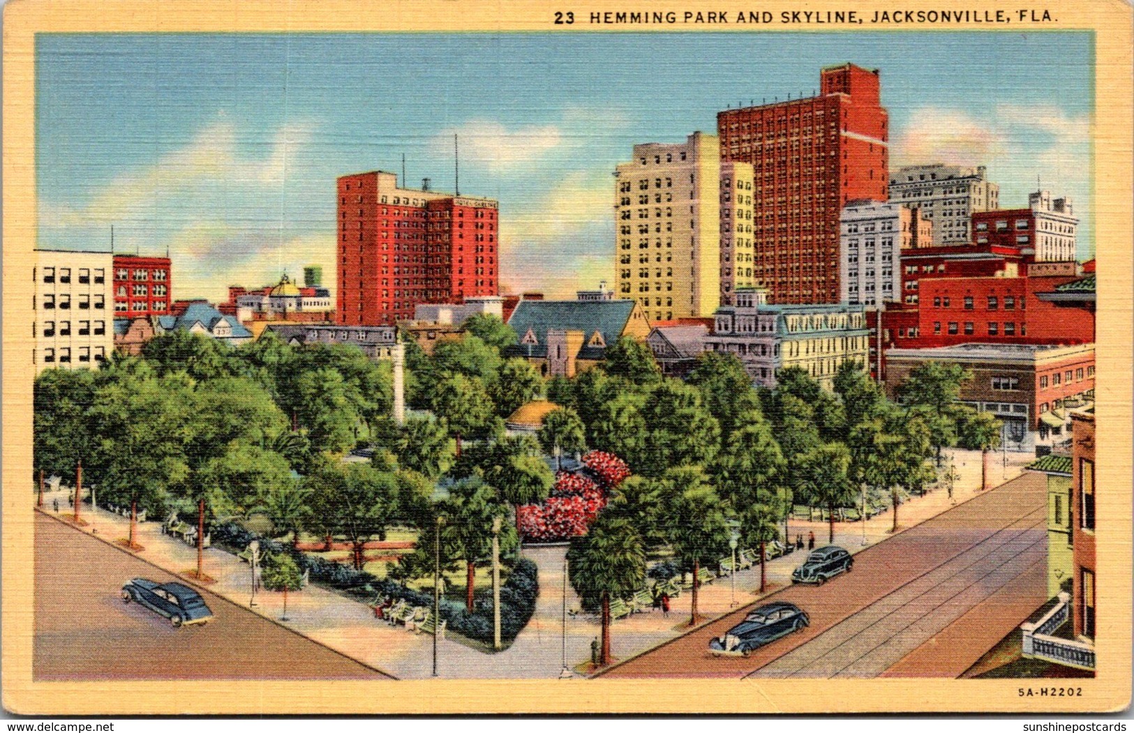 Florida Jacksonville Hemming Park And Skyline Curteich - Jacksonville