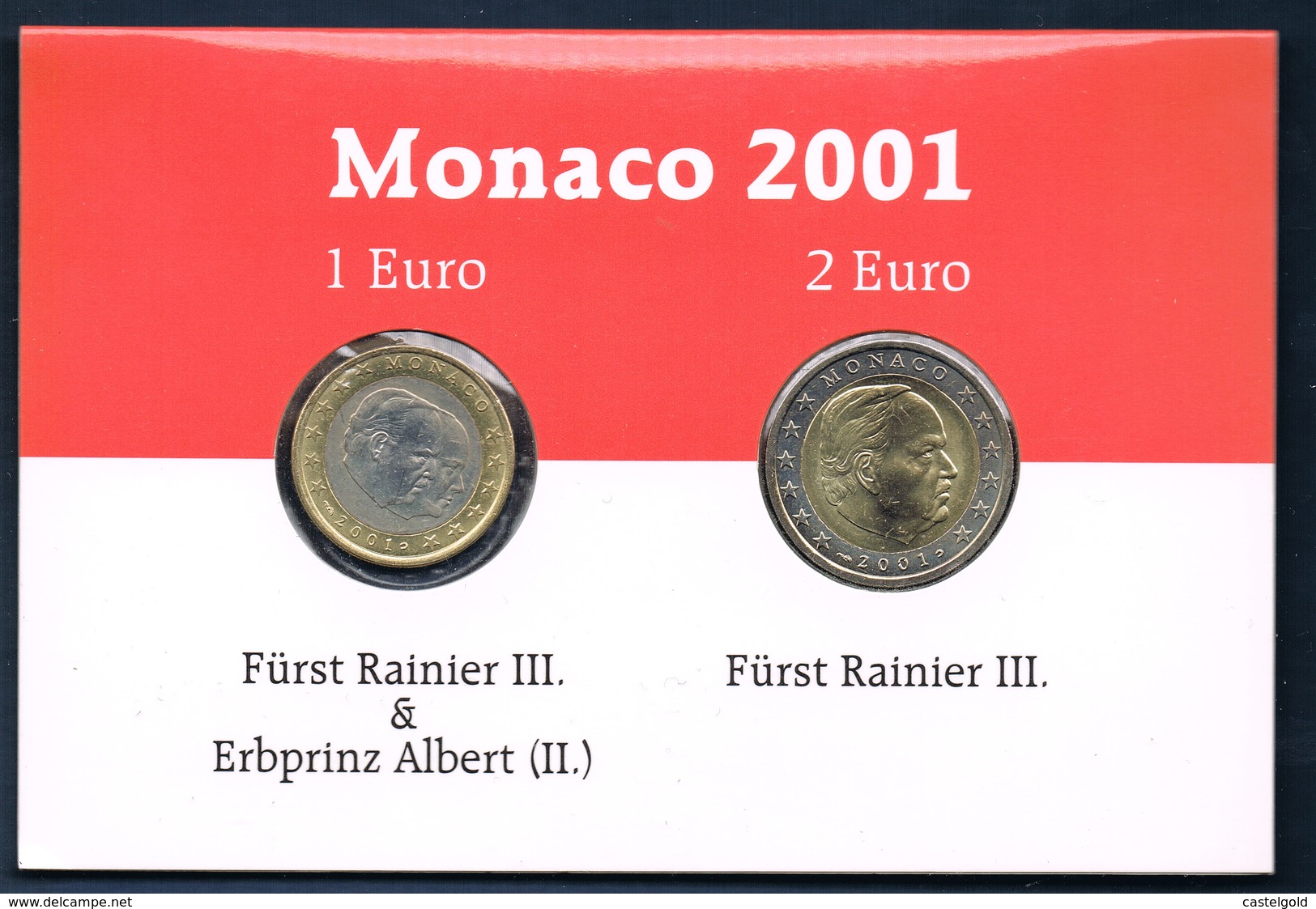 MONACO 2 PIÈCES 1 EURO & 2 EURO RAINIER III 2001 BU - Monaco