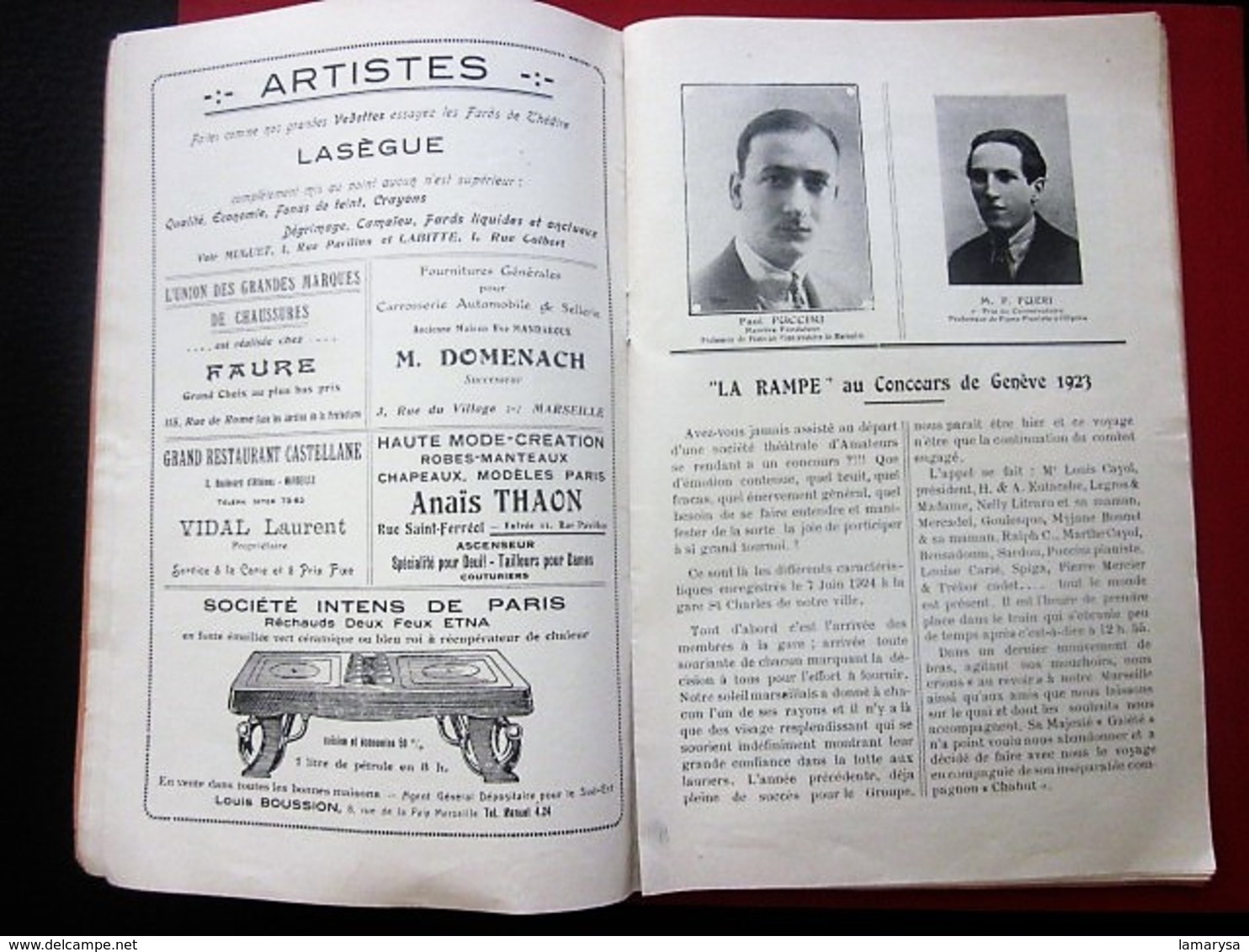 1921/1927 LA RAMPE Groupe Artistique MARSEILLE LOUIS CAYOL Fondateur THÉÂTRE AMATEUR ANCIENS ÉLÈVES DU CONSERVATOIRE