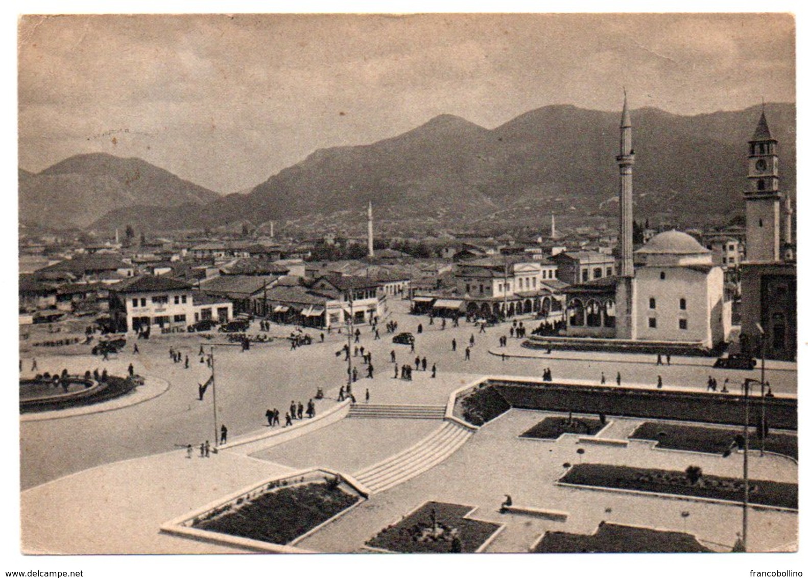 ALBANIE/ALBANIA - TIRANA/TIRANE PIAZZA SCANDERBEG / MOSQUE / ANNULLO POSTA MILITARE 1941 - Albanie