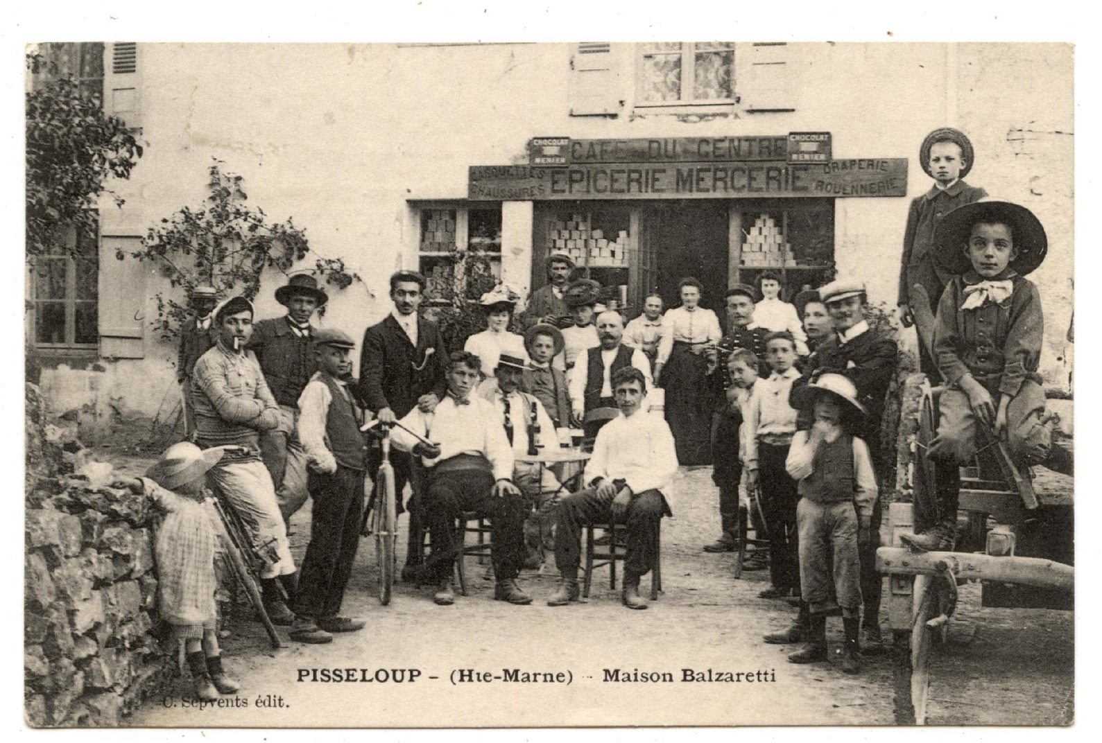 CARTE POSTALE,PISSELOUP HAUTE MARNE LE CAFE DU CENTRE.MAISON BALZARETTI.BELLE ANIMATION.                            .E.9 - Autres & Non Classés