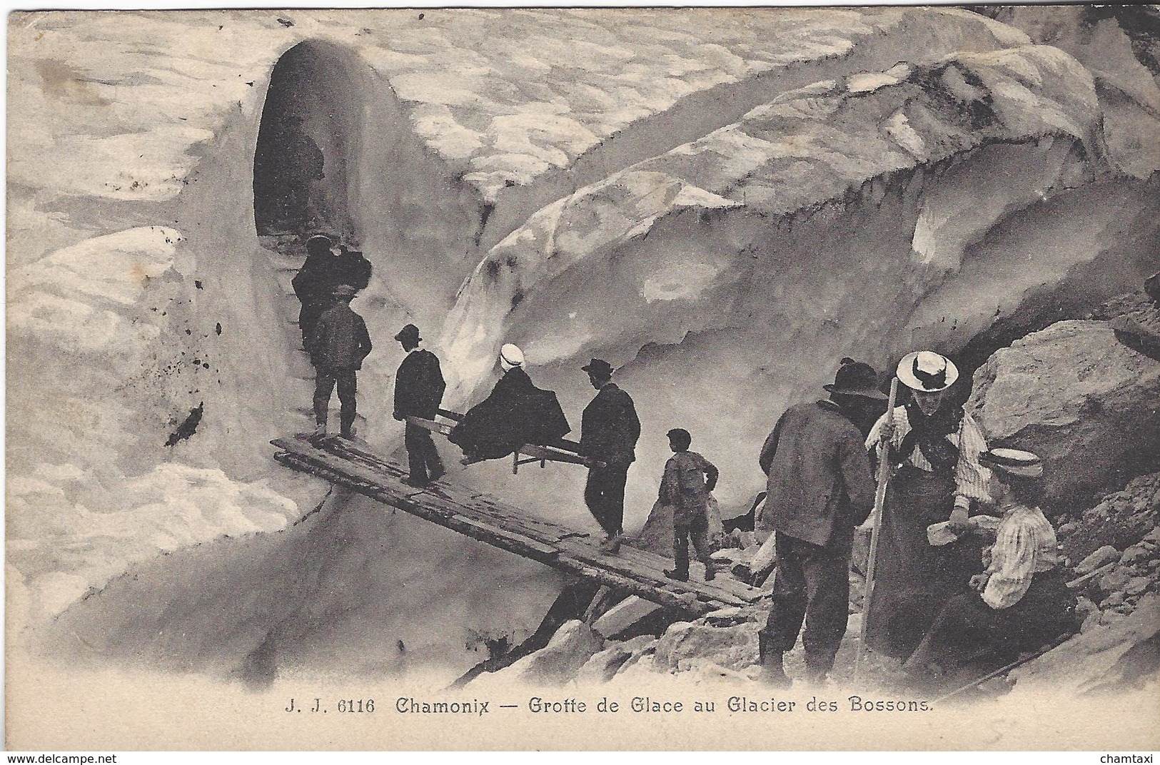 74 LES BOSSONS GROTTE DU GLACIER DES BOSSONS VALLEE DE CHAMONIX MONT BLANC TAMPON "HOTEL MONTANVER" AU VERSO JJ 6116 - Chamonix-Mont-Blanc