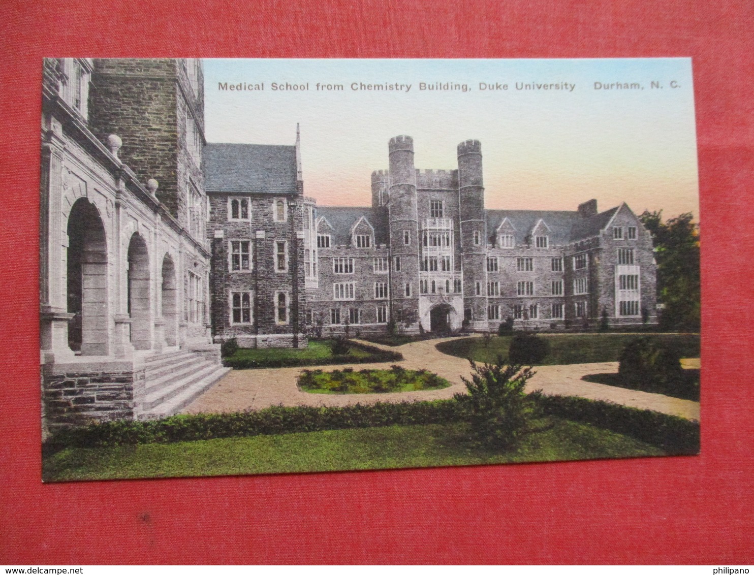 Hand Colored  Medical School  From Chemical Building   Duke University Durham  North Carolina  . Ref 3239 - Durham