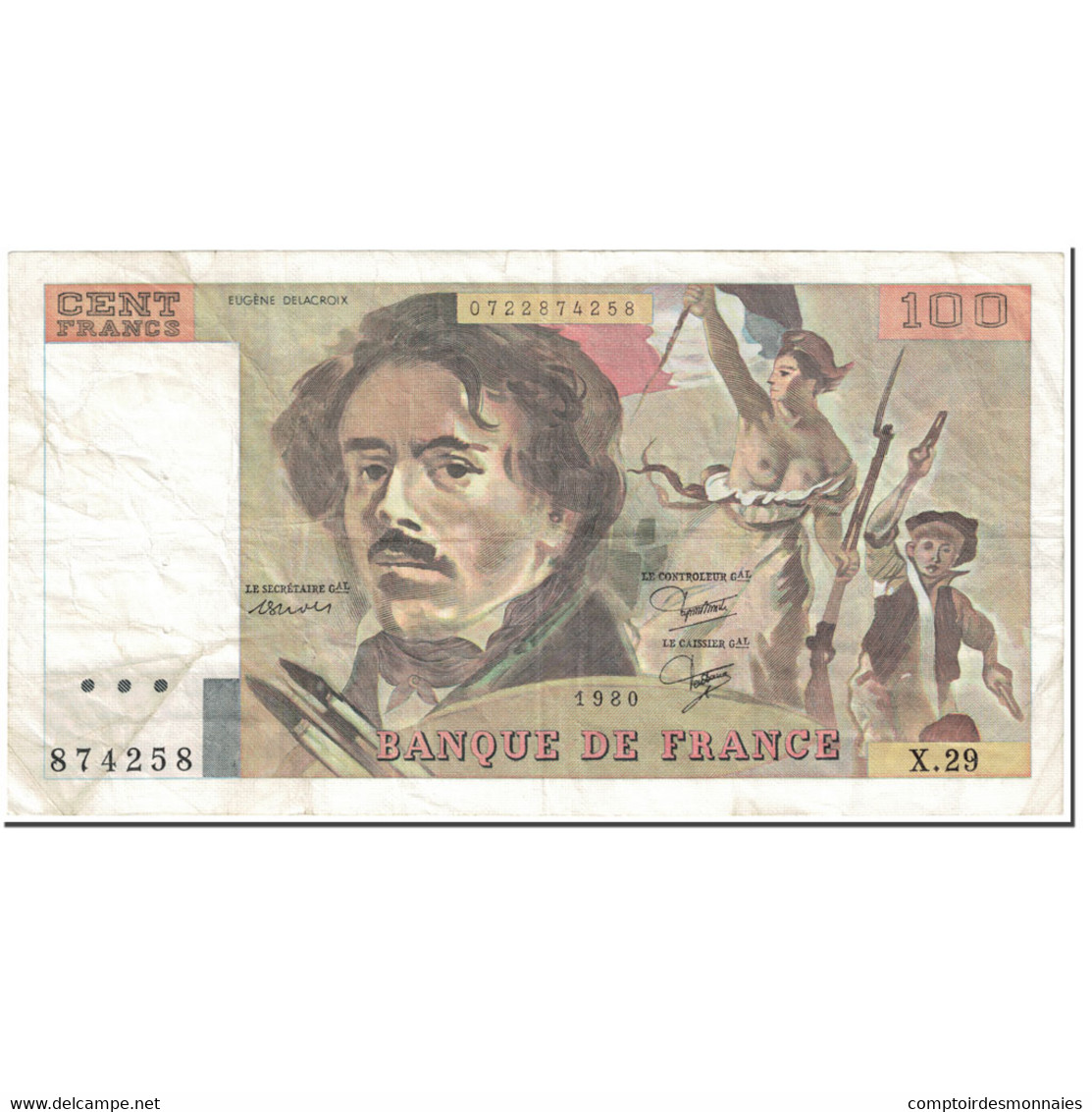 France, 100 Francs, 100 F 1978-1995 ''Delacroix'', 1980, Undated (1980), TB - 100 F 1978-1995 ''Delacroix''