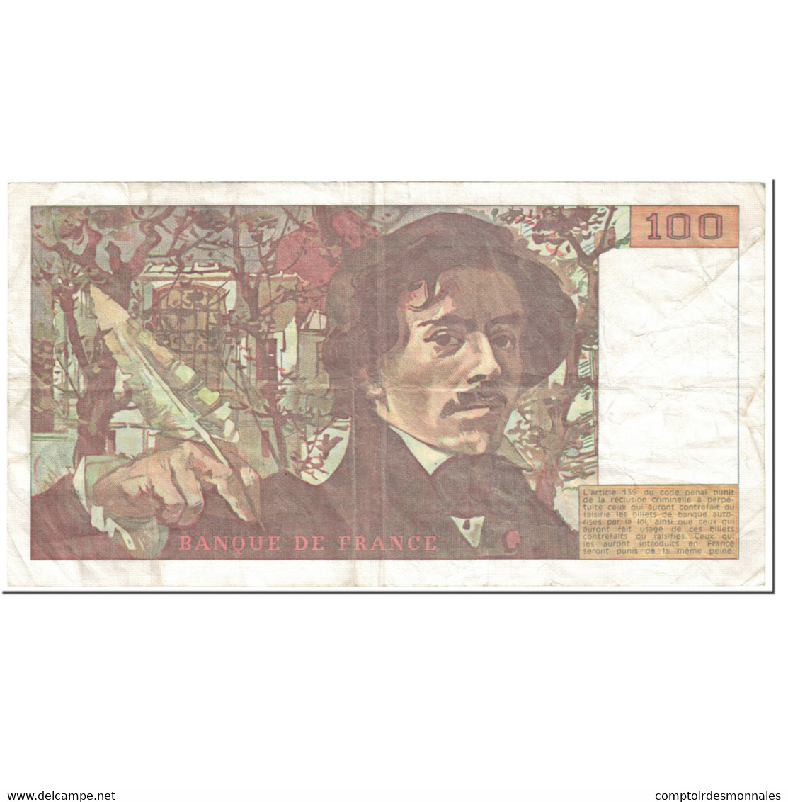 France, 100 Francs, 100 F 1978-1995 ''Delacroix'', 1980, Undated (1980), TB - 100 F 1978-1995 ''Delacroix''