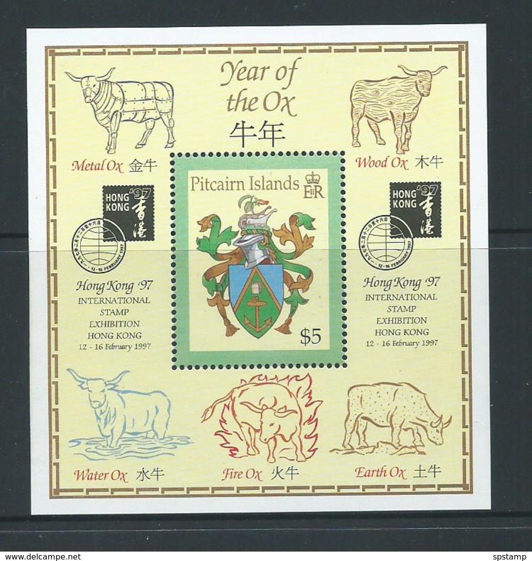 Pitcairn Islands 1997 Chinese New Year Ox / Hong Kong Exhibition Miniature Sheet MNH - Pitcairn Islands