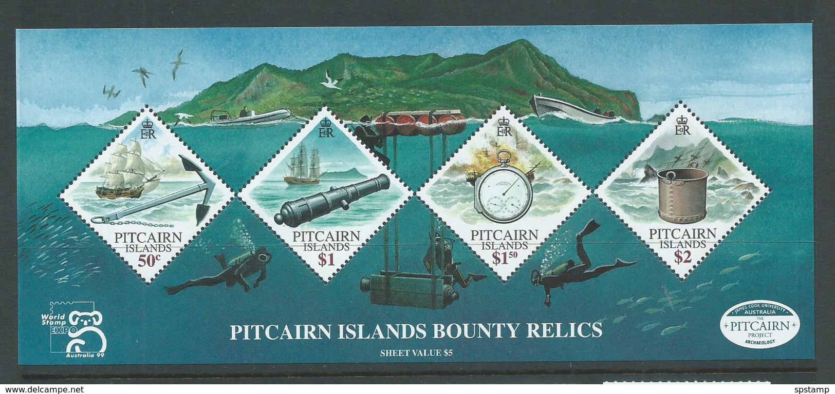 Pitcairn Islands 1999 Bounty Ship Relics / Stamp Expo Miniature Sheet MNH - Pitcairn Islands