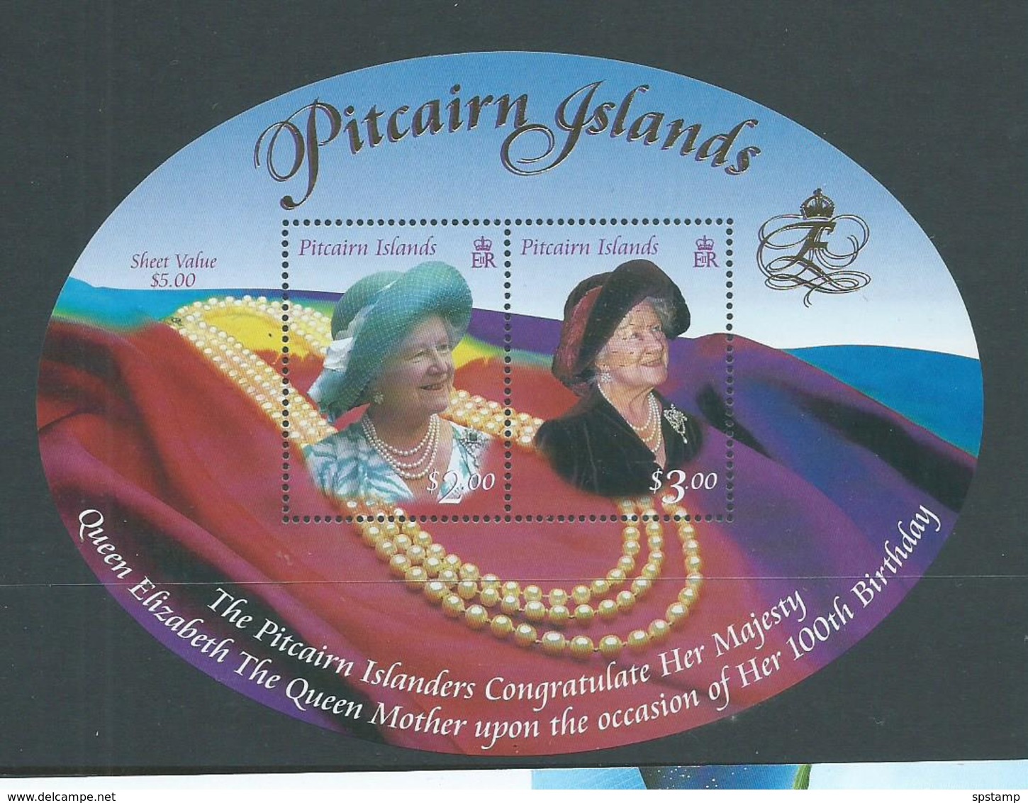 Pitcairn Islands 2000 Queen Mother 100th Birthday Miniature Sheet MNH - Pitcairn Islands