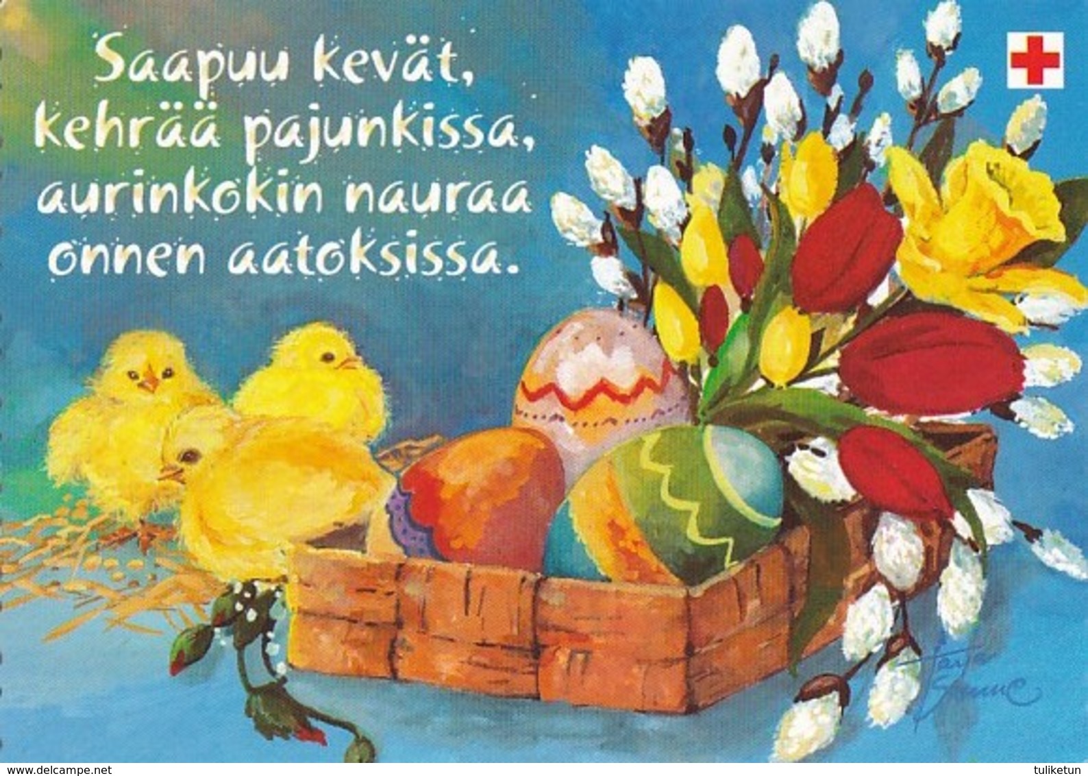 Postal Stationery - Chicks - Easter Flowers - Eggs - Red Cross 2003 - Suomi Finland - Postage Paid - Entiers Postaux