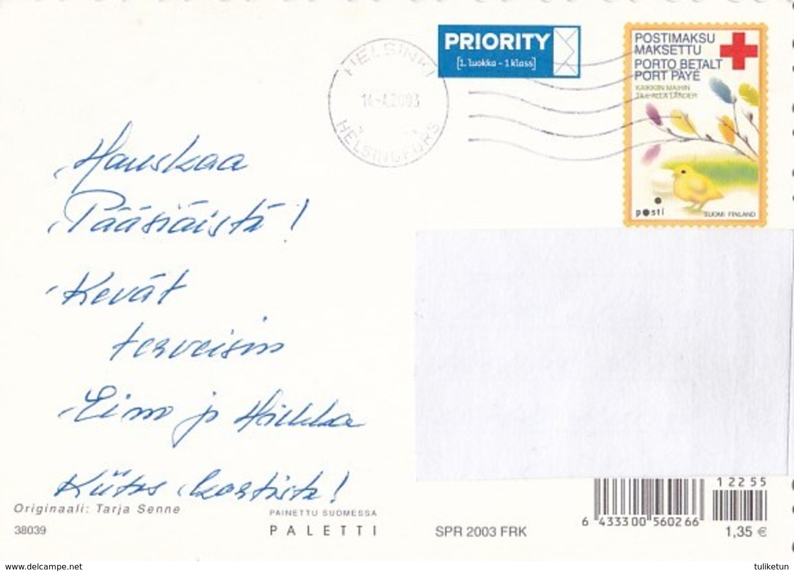 Postal Stationery - Chicks - Easter Flowers - Eggs - Red Cross 2003 - Suomi Finland - Postage Paid - Entiers Postaux