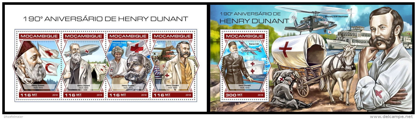 MOZAMBIQUE 2018 MNH** Henry Dunant Red Cross M/S+S/S - OFFICIAL ISSUE - DH1839 - Henry Dunant