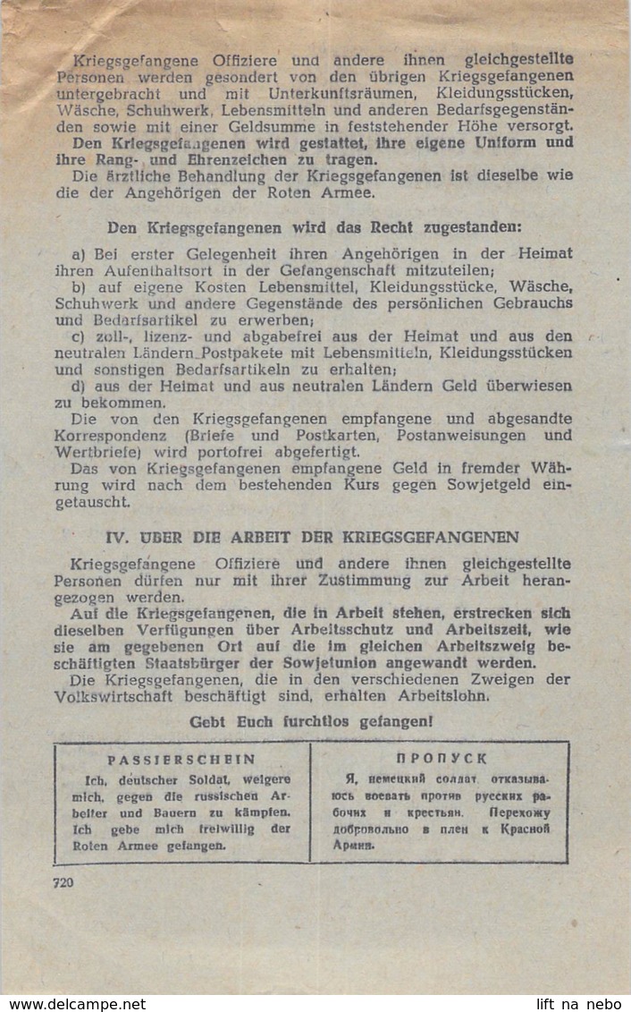 WWII WW2 Leaflet Flugblatt Tract Soviet Propaganda Against Germany CODE 720 - 1939-45