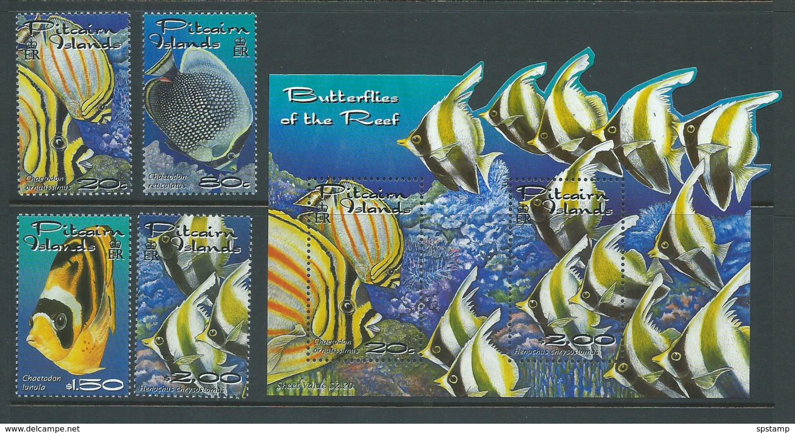 Pitcairn Islands 2001 Reef Fish Set 4 & Miniature Sheet  MNH - Pitcairn