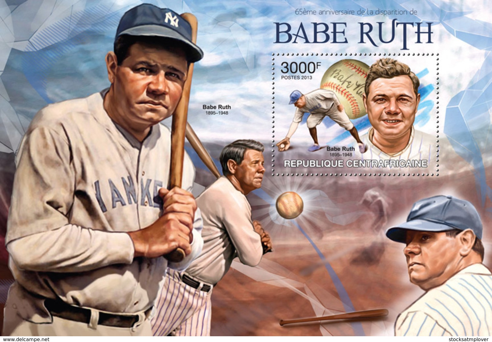 Central Africa 2013  Babe Ruth, American Professional Baseball Player - Central African Republic