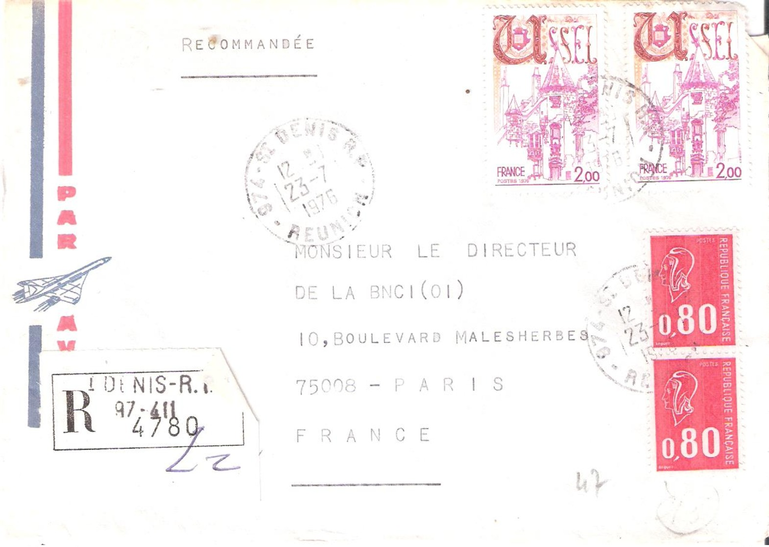 Réunion :- ST DENIS Sur Letttre Recommandée Affranchissement Divers - 1961-....