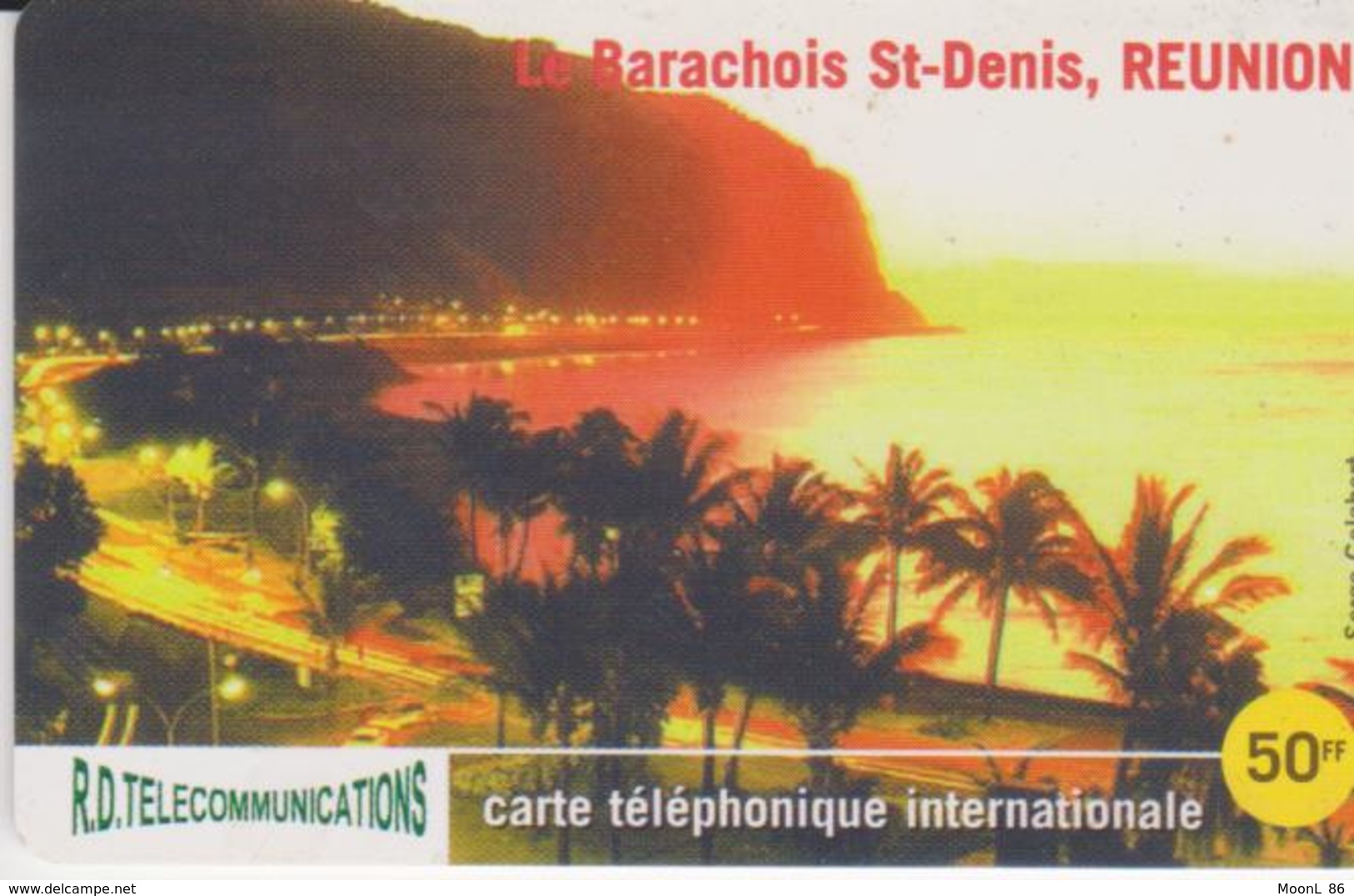 RARE Telecarte Carte Téléphone INTERNATIONALE  ILE DE LA REUNION  ST DENIS LE BARACHOIS  R.D. TELECOMMUNICATIONS  50 F - Riunione
