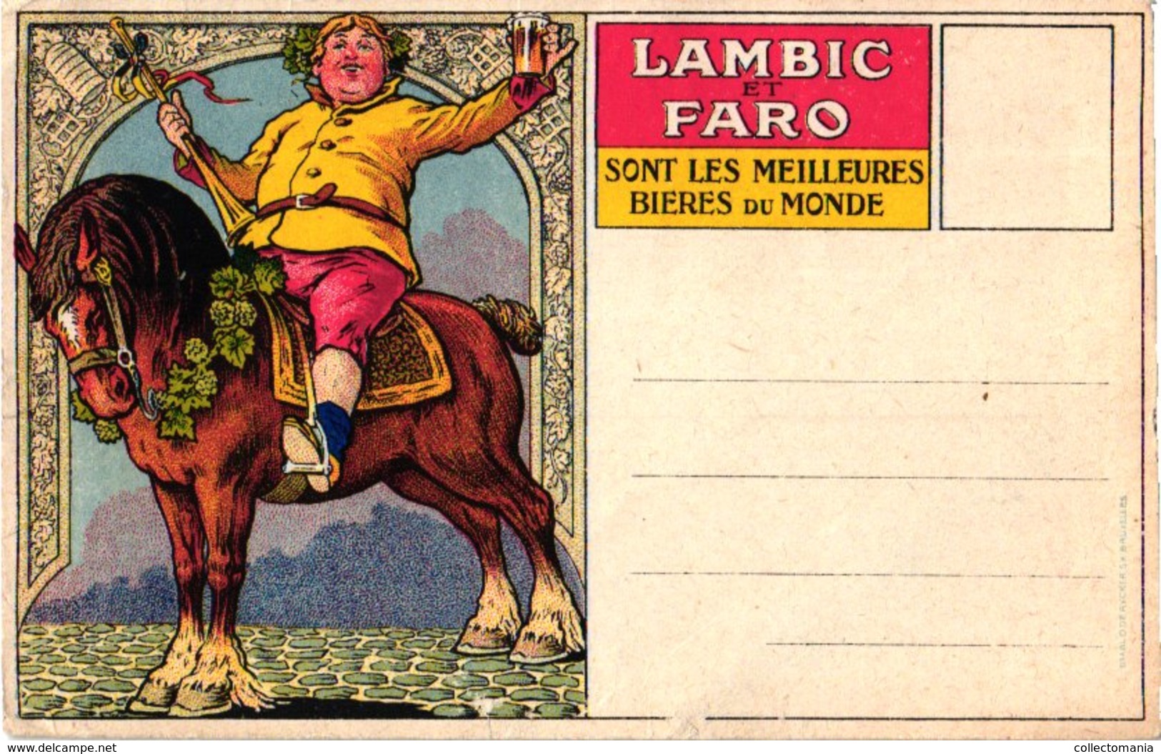 1 Carte Postale   BIER Bière Lambic Et Faro Bruxelles Les Meilleures Bières Du Monde  Lithografie Paard Litho - Cafés