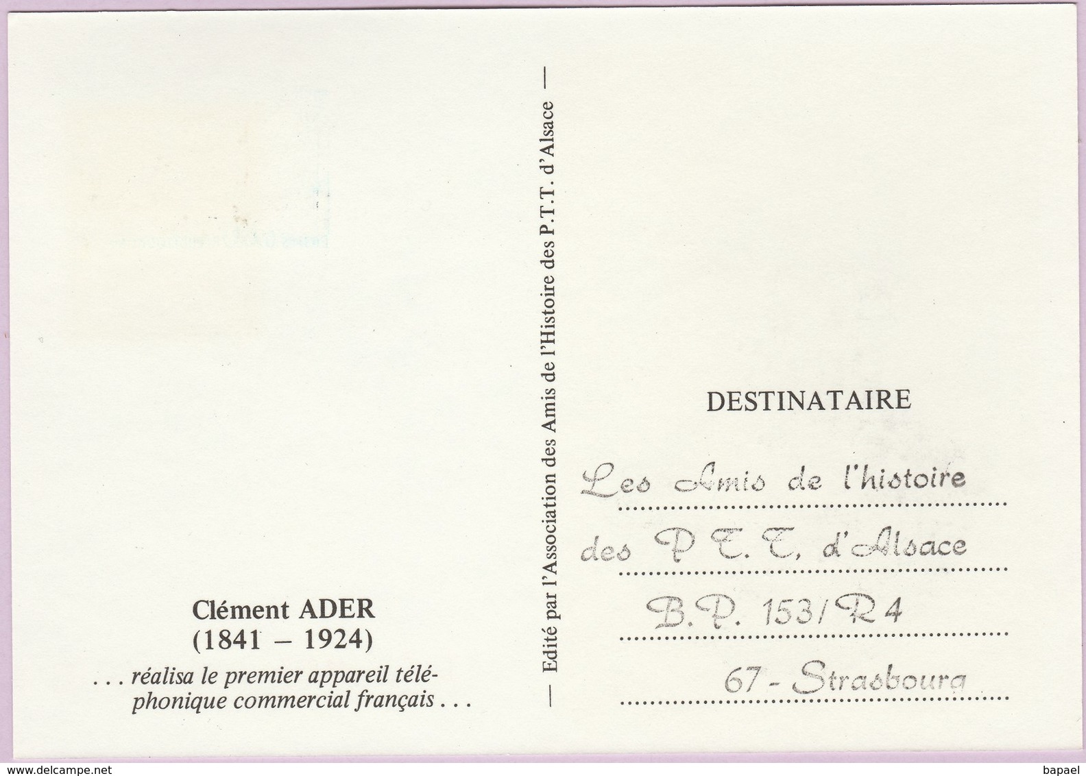 Carte Philatélique - Réalisa 1er Appareil Téléphone  (Clément Ader) (Muret Le 10-3-76) (Recto-Verso) - Autres & Non Classés