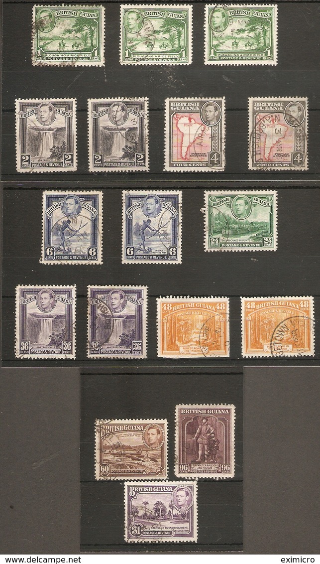 BRITISH GUIANA 1938 - 1952 SET TO $1 INCLUDING PERFORATION VARIETIES SG 308/317 FINE USED Cat £20+ - British Guiana (...-1966)