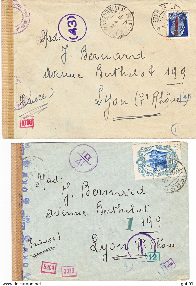 2 Lettres Censurées 1944/ Italie- France - 1921-1960: Periodo Moderno